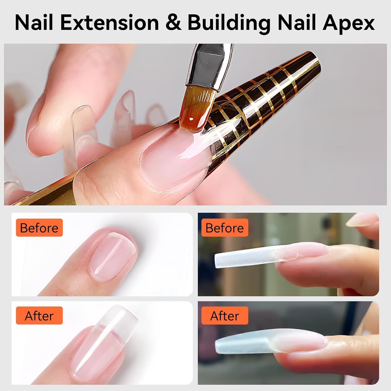 image:imageMakartt 3d Gel Nail Art Kit All in One 3D Sculpting Builder DIY Kit NonStickHand Solid Gels UV LED Soak Off Gel Polish Painted Carving Molding Hard Gels Rhinestones Chrome Nail Art Salon HomeClear Gel Builder