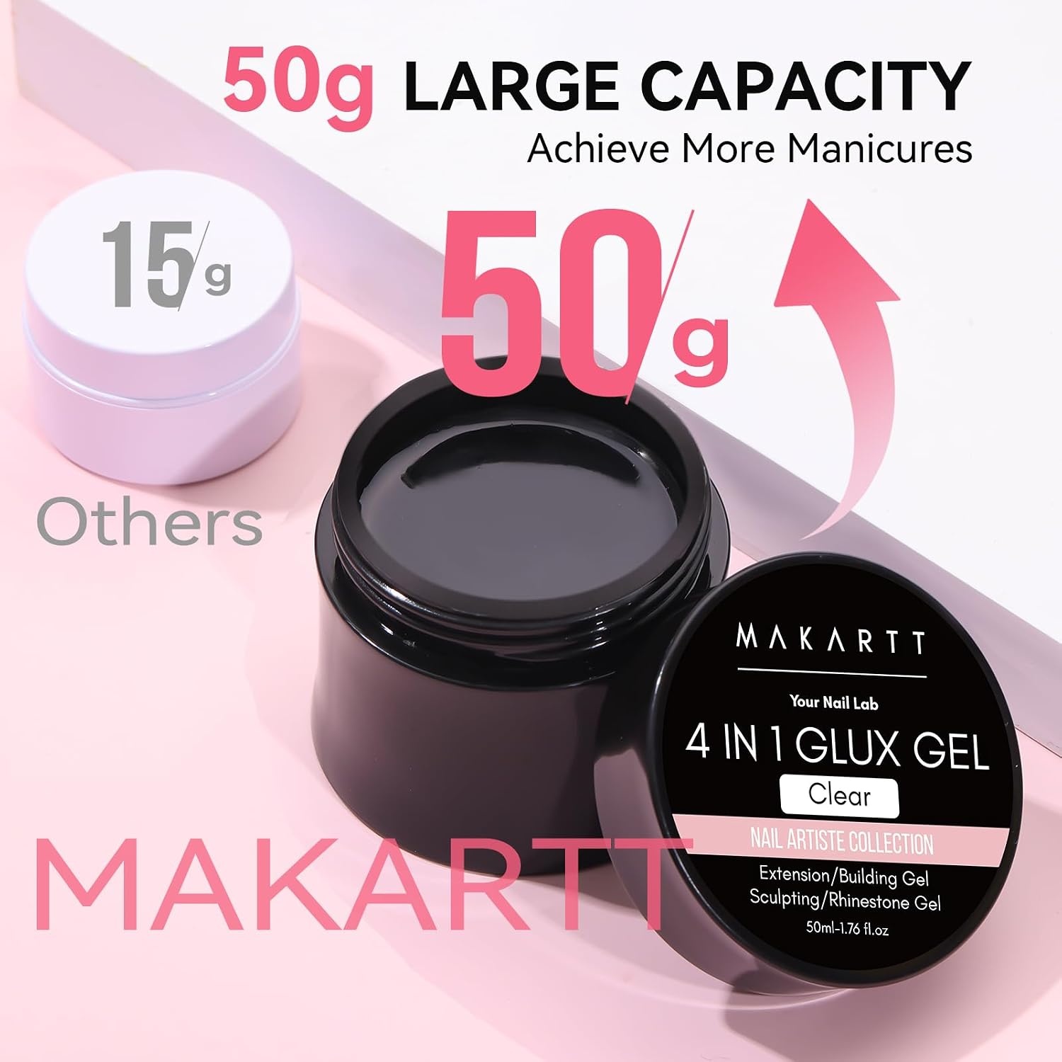 image:imageMakartt 3d Gel Nail Art Kit All in One 3D Sculpting Builder DIY Kit NonStickHand Solid Gels UV LED Soak Off Gel Polish Painted Carving Molding Hard Gels Rhinestones Chrome Nail Art Salon HomeClear 50g