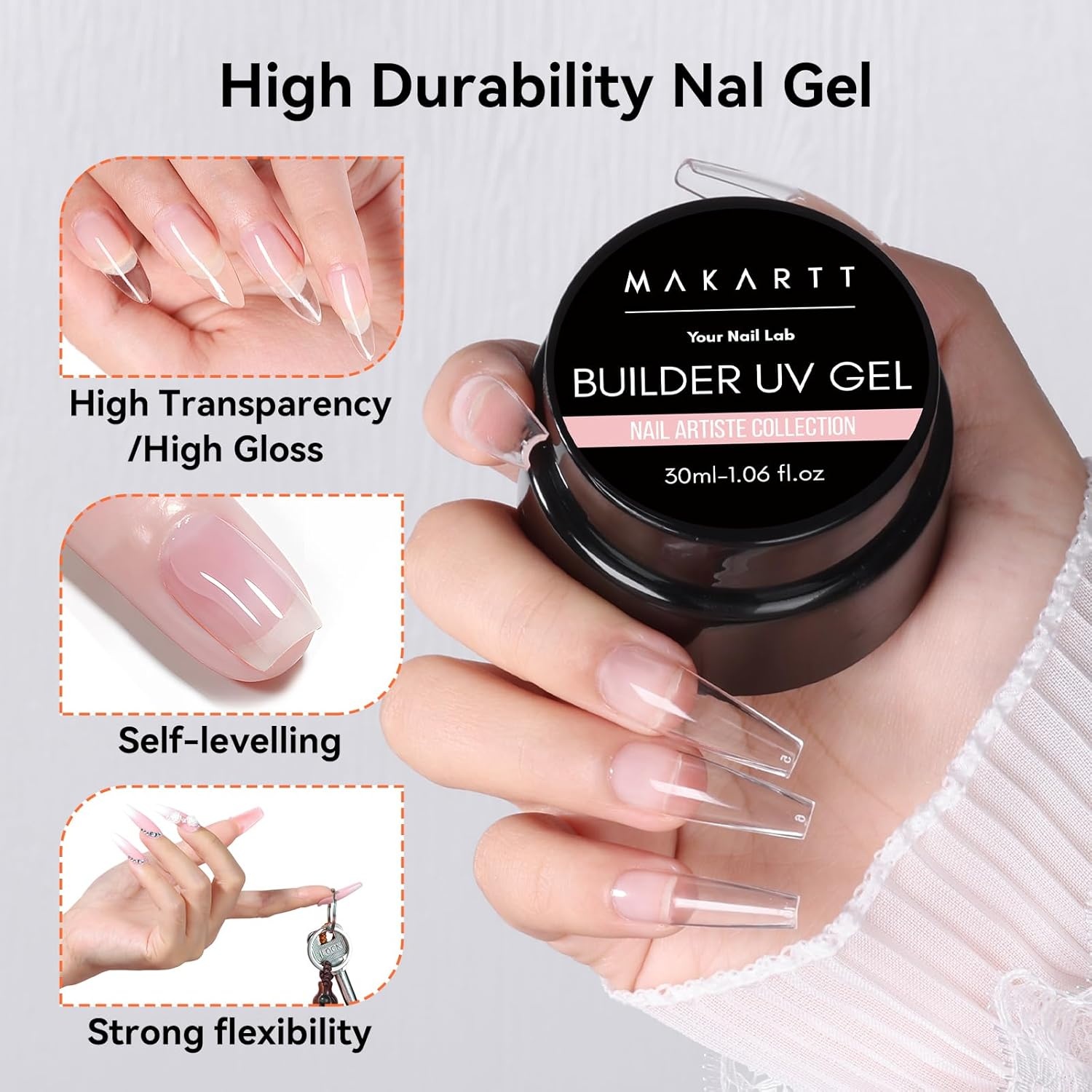 image:imageMakartt 3d Gel Nail Art Kit All in One 3D Sculpting Builder DIY Kit NonStickHand Solid Gels UV LED Soak Off Gel Polish Painted Carving Molding Hard Gels Rhinestones Chrome Nail Art Salon HomeClear Gel Builder
