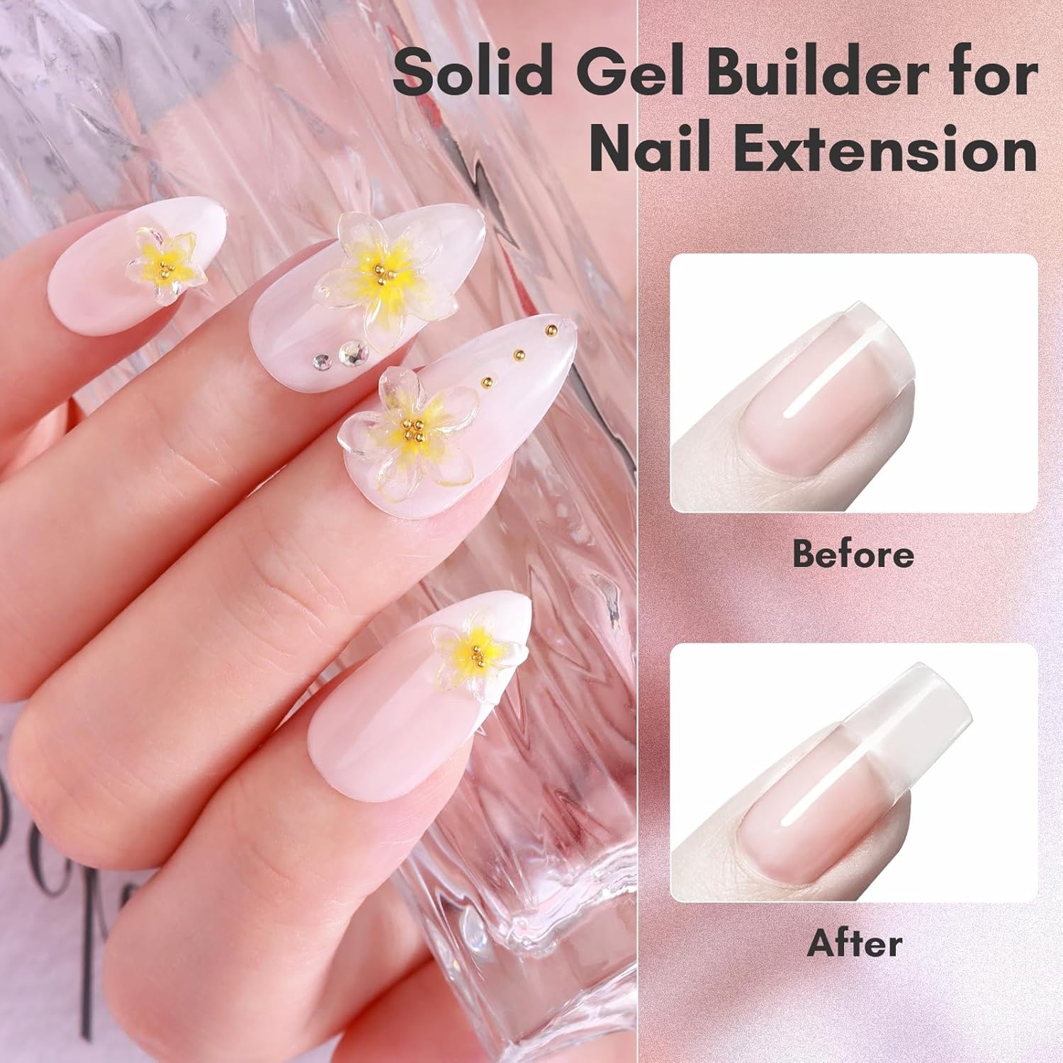 image:imageMakartt 3d Gel Nail Art Kit All in One 3D Sculpting Builder DIY Kit NonStickHand Solid Gels UV LED Soak Off Gel Polish Painted Carving Molding Hard Gels Rhinestones Chrome Nail Art Salon HomeClear 2pcs