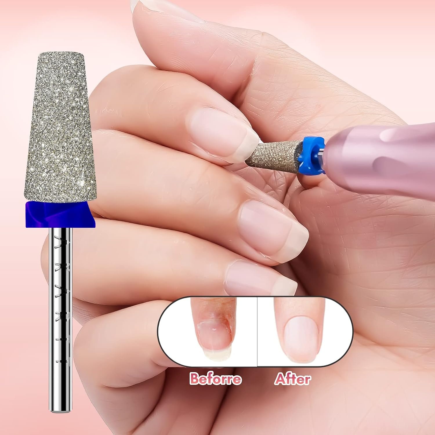 image:imageMakartt Flame Cuticle Nail Drill Bit 332 Shank Tungsten Carbide Bit for Nail Drill Machine Professional Shape Bit for Cuticle Cleaning Smooth Gel NailsSidewall Dead Skin amp Nail Prep SilverDiamond Tapered BitM