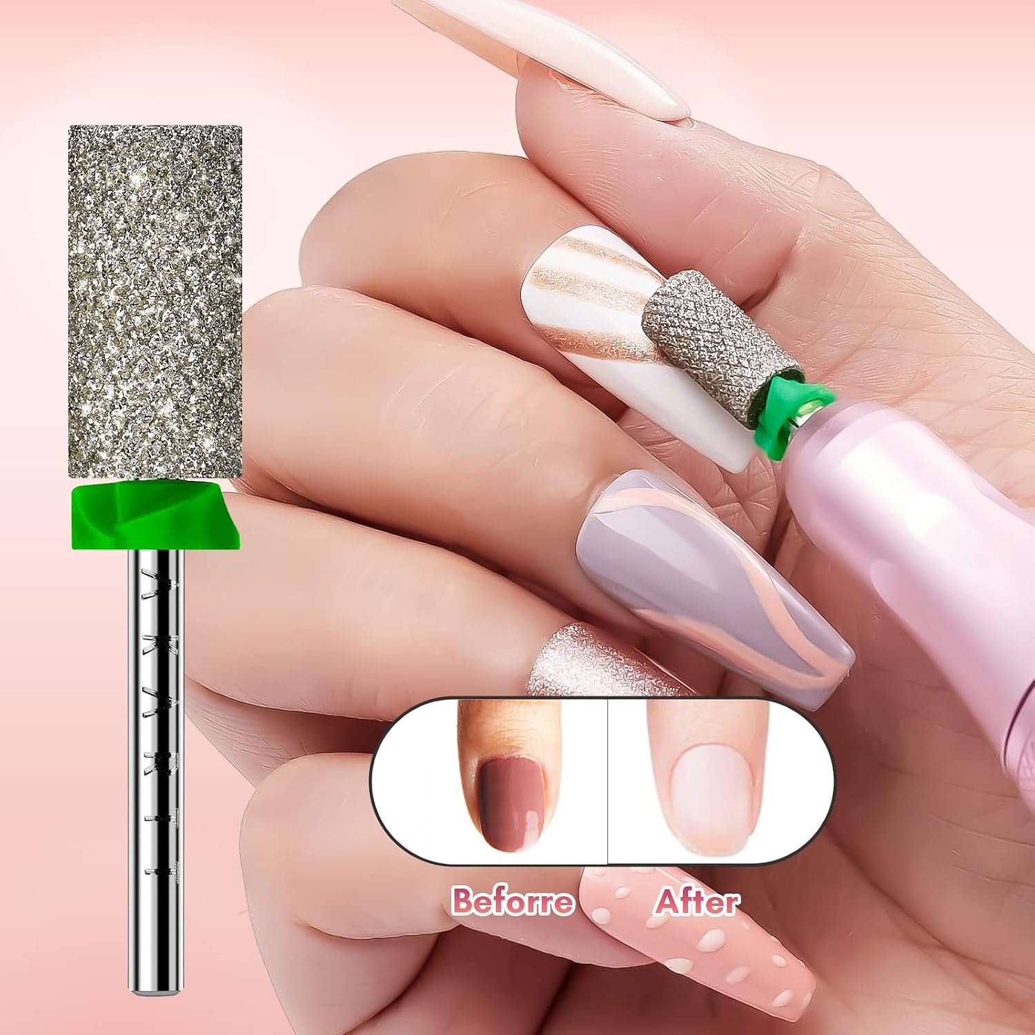 image:imageMakartt Flame Cuticle Nail Drill Bit 332 Shank Tungsten Carbide Bit for Nail Drill Machine Professional Shape Bit for Cuticle Cleaning Smooth Gel NailsSidewall Dead Skin amp Nail Prep SilverDiamond Barrel BitC