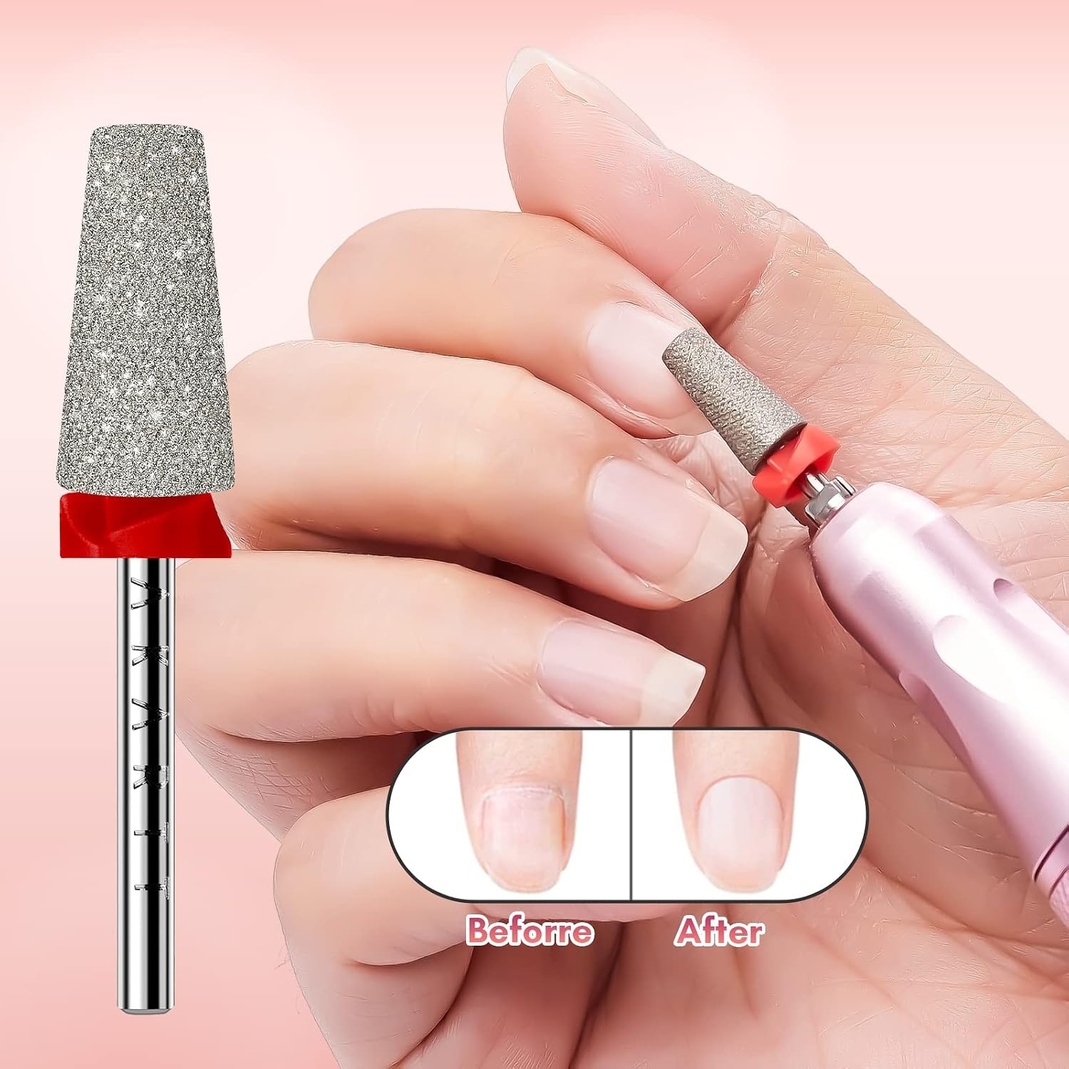 image:imageMakartt Flame Cuticle Nail Drill Bit 332 Shank Tungsten Carbide Bit for Nail Drill Machine Professional Shape Bit for Cuticle Cleaning Smooth Gel NailsSidewall Dead Skin amp Nail Prep SilverDiamond Tapered BitF