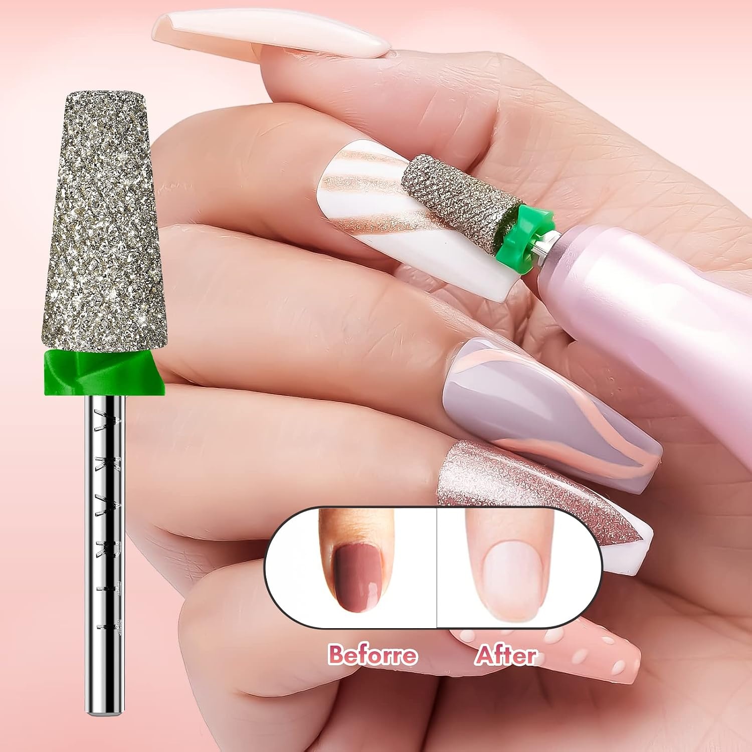 image:imageMakartt Flame Cuticle Nail Drill Bit 332 Shank Tungsten Carbide Bit for Nail Drill Machine Professional Shape Bit for Cuticle Cleaning Smooth Gel NailsSidewall Dead Skin amp Nail Prep SilverDiamond Tapered BitC