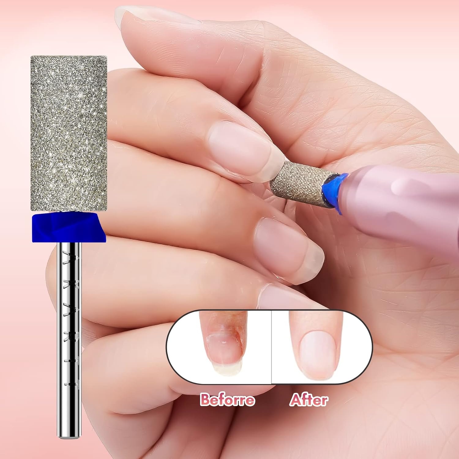 image:imageMakartt Flame Cuticle Nail Drill Bit 332 Shank Tungsten Carbide Bit for Nail Drill Machine Professional Shape Bit for Cuticle Cleaning Smooth Gel NailsSidewall Dead Skin amp Nail Prep SilverDiamond Barrel BitM