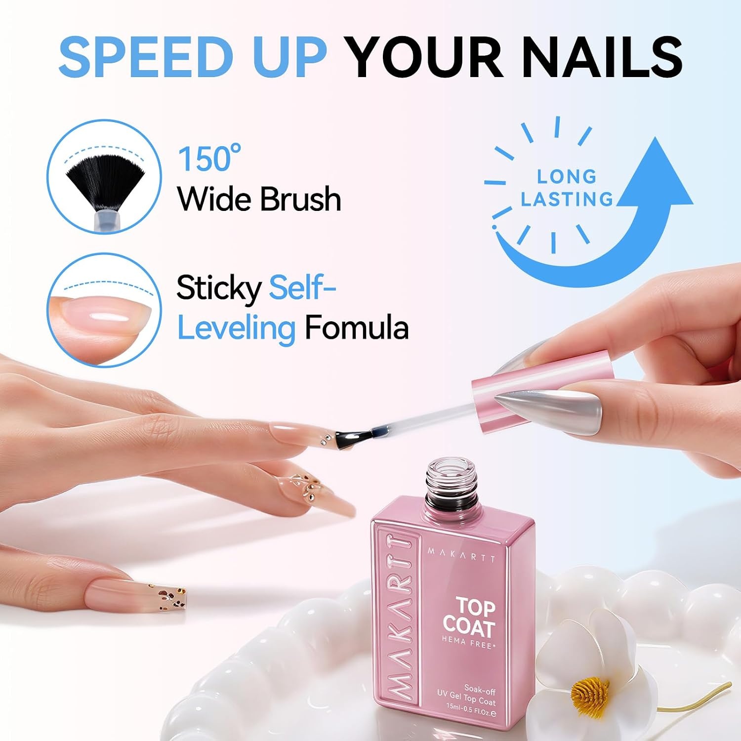 image:imageMakartt Gel Top Coat 2 PCS No Wipe Top Coat Gel Nail Polish High Glossy Shine Finish Long Lasting 10ML Clear Soak Off UV Nail Lamp Salon Quality Art Design for Home Use Beauty Spring GiftHemafree Gel Top Coat 1 Pcs