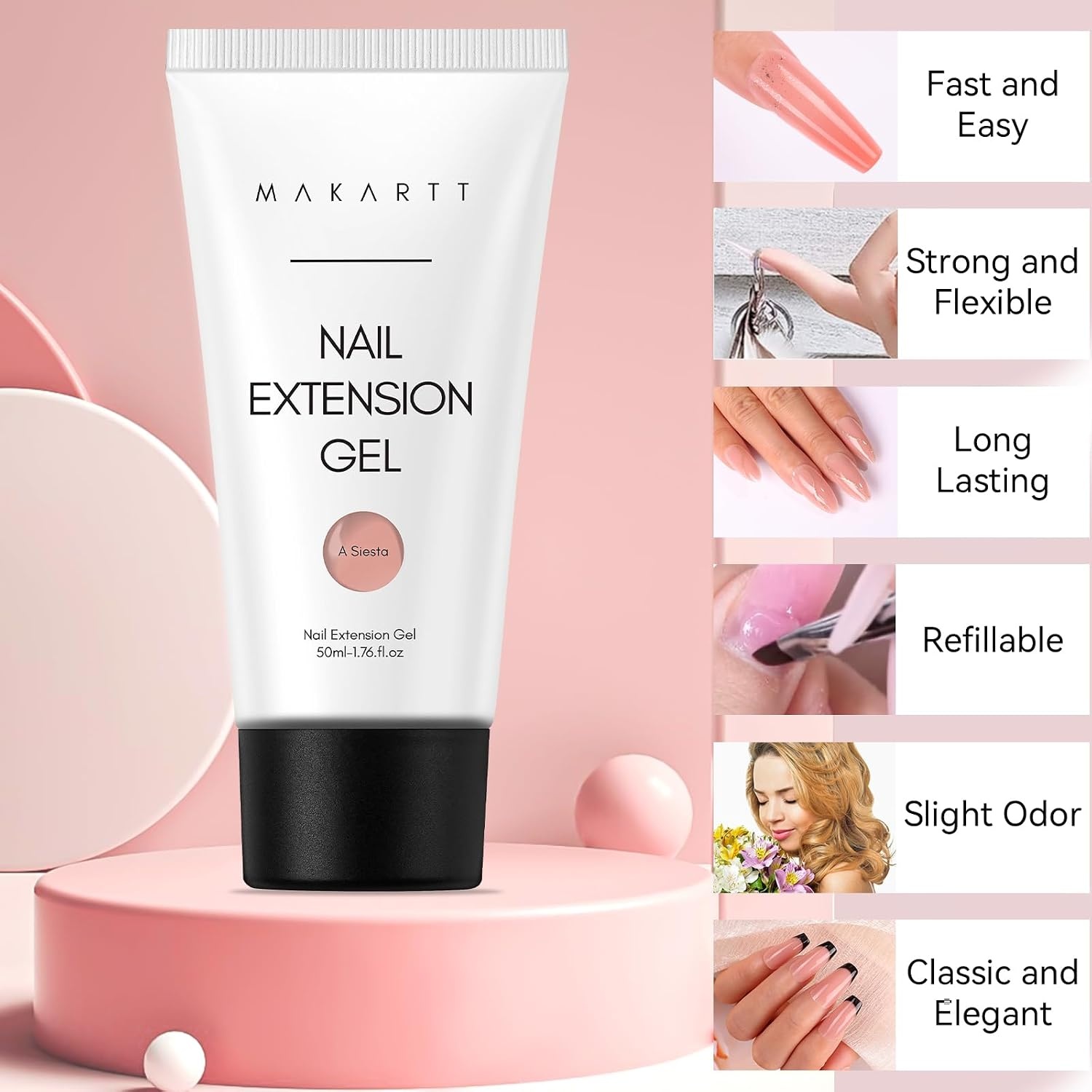 image:imageMakartt HemaFree Poly Nail Gel Light Pink50ML Builder for Extension Strengthener Hard Gels for Nails Beauty Gift Trendy Manicure Design Salon DIY at HomeSiesta