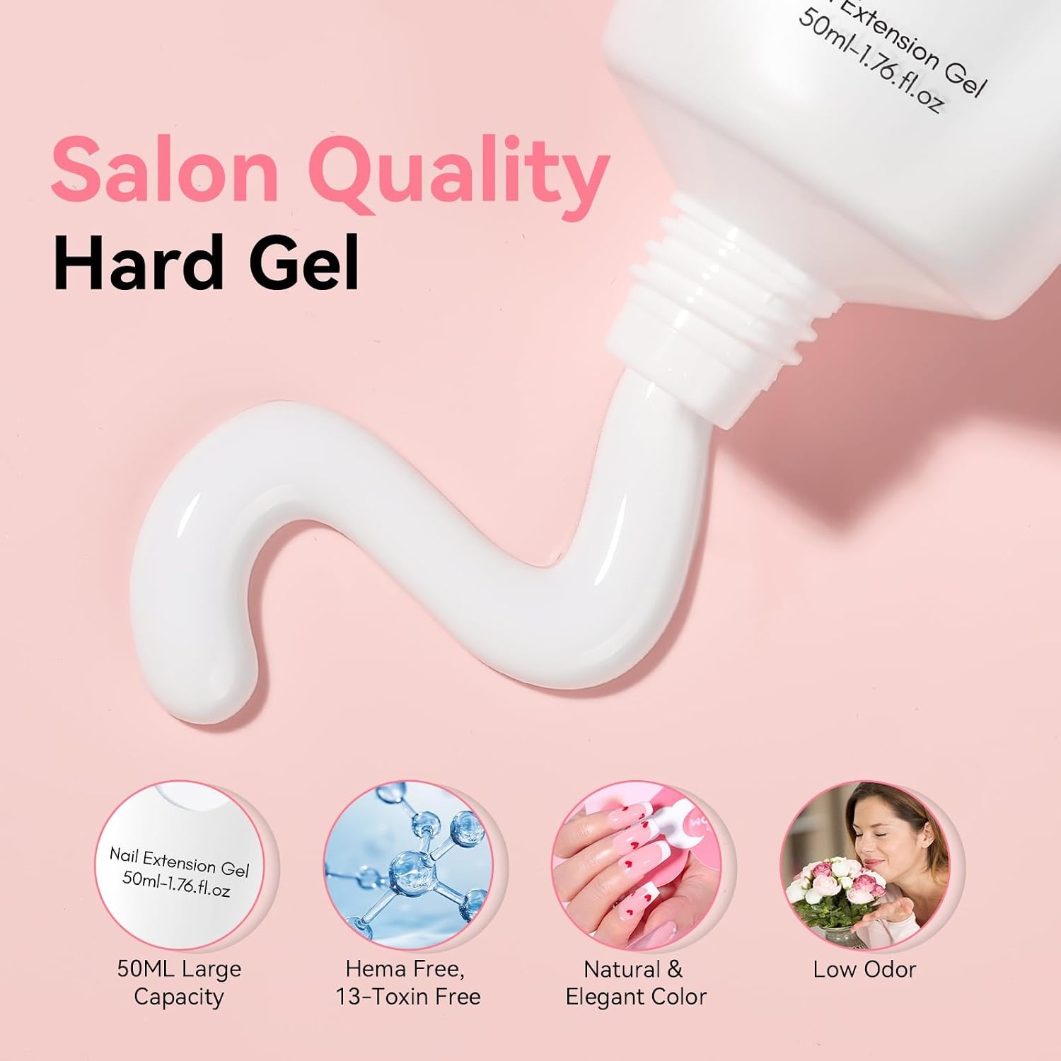 image:imageMakartt HemaFree Poly Nail Gel Light Pink50ML Builder for Extension Strengthener Hard Gels for Nails Beauty Gift Trendy Manicure Design Salon DIY at HomeBright White