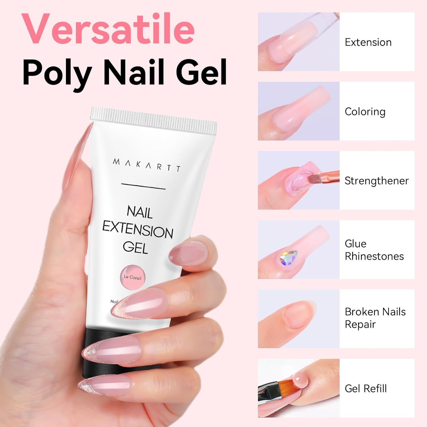 image:imageMakartt HemaFree Poly Nail Gel Light Pink50ML Builder for Extension Strengthener Hard Gels for Nails Beauty Gift Trendy Manicure Design Salon DIY at HomeNatural Pink