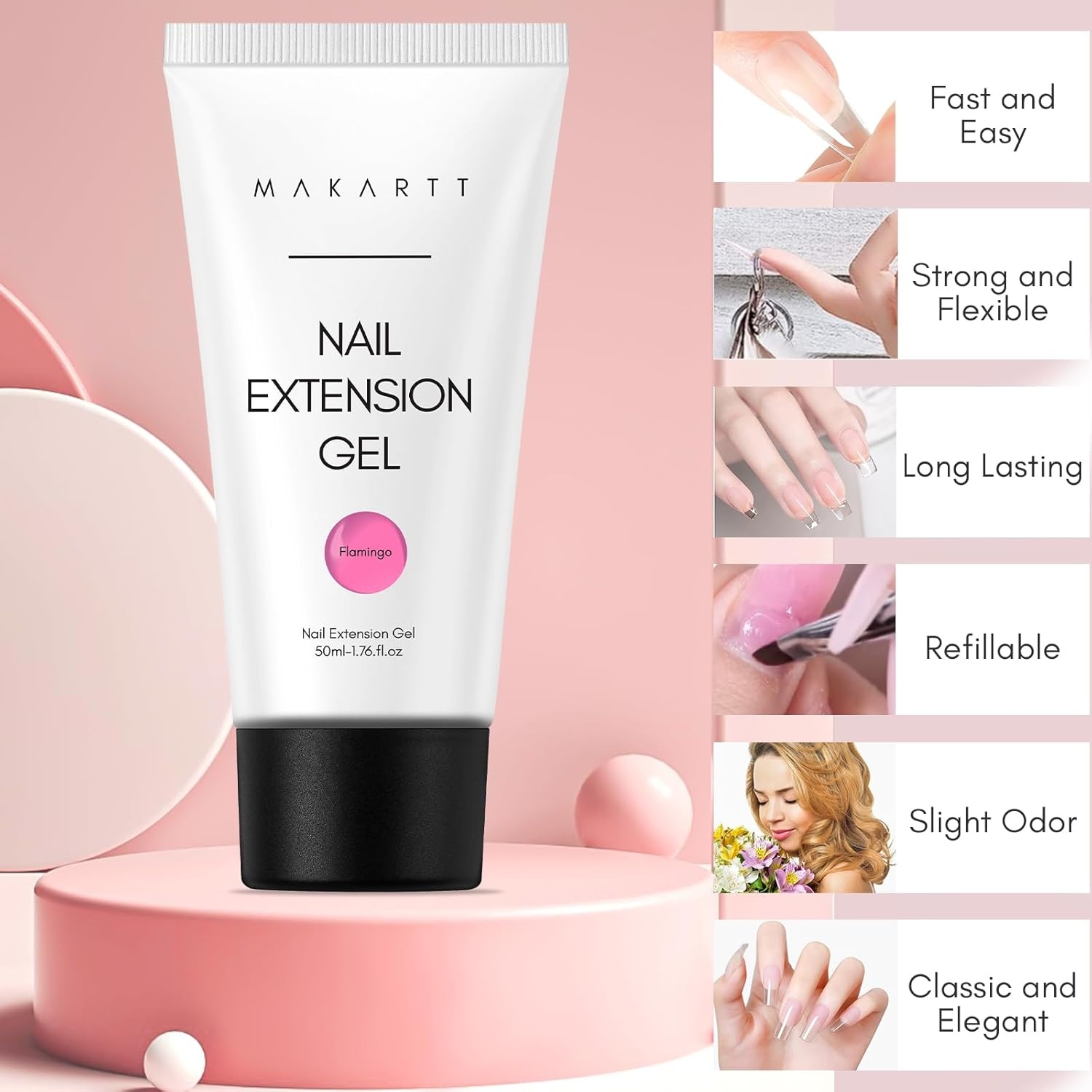 image:imageMakartt HemaFree Poly Nail Gel Light Pink50ML Builder for Extension Strengthener Hard Gels for Nails Beauty Gift Trendy Manicure Design Salon DIY at HomeFlamingoPink