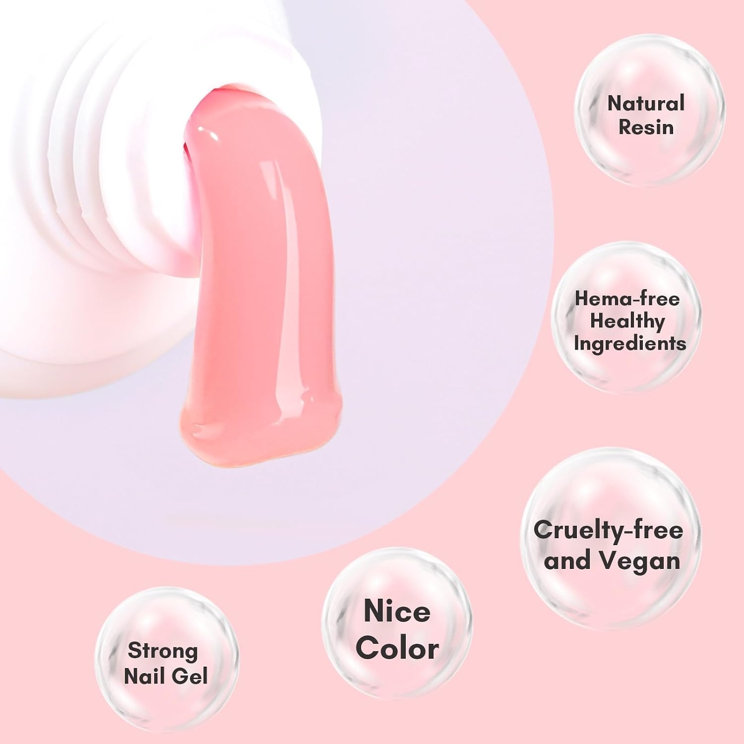 image:imageMakartt HemaFree Poly Nail Gel Light Pink50ML Builder for Extension Strengthener Hard Gels for Nails Beauty Gift Trendy Manicure Design Salon DIY at HomePeachyPink