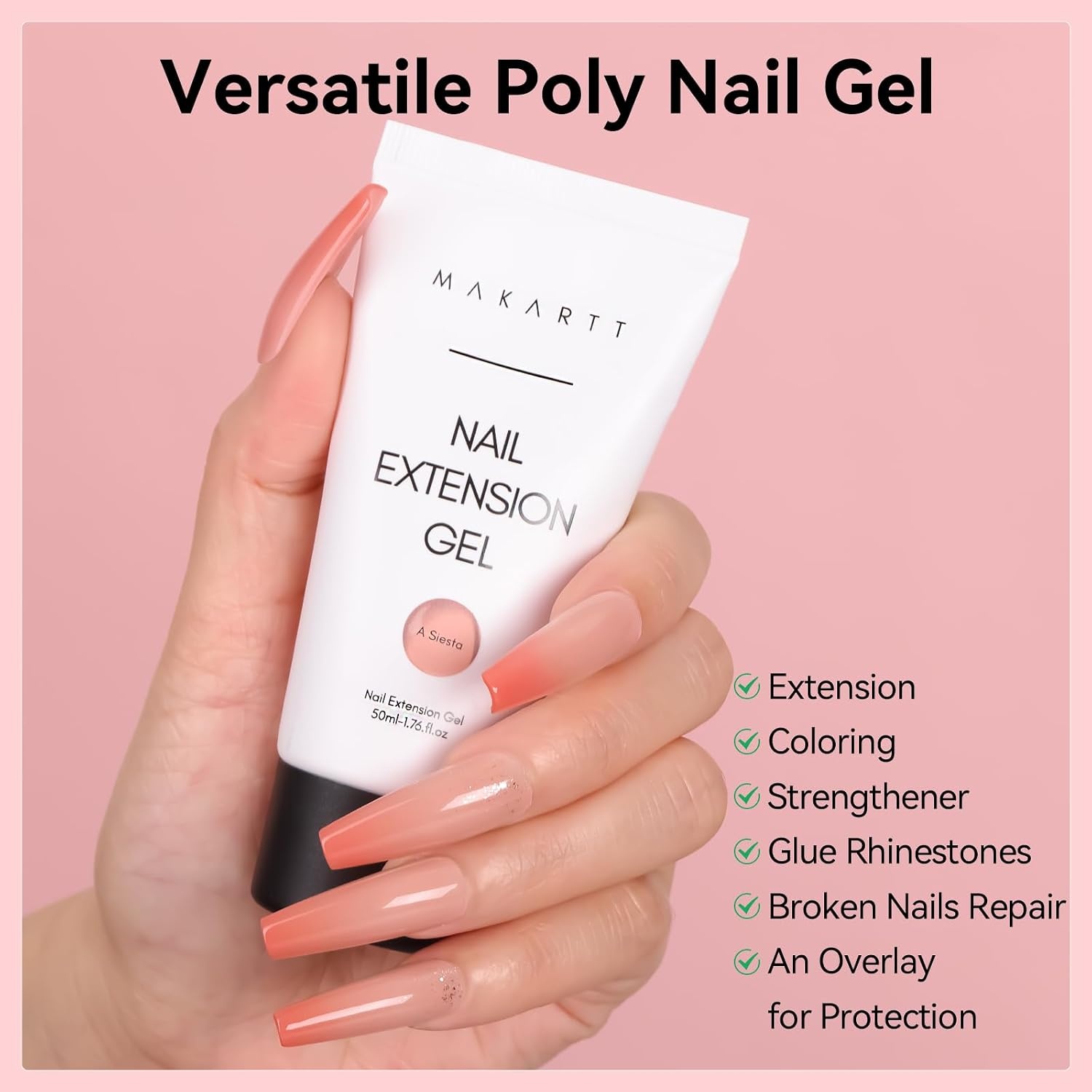 image:imageMakartt HemaFree Poly Nail Gel Light Pink50ML Builder for Extension Strengthener Hard Gels for Nails Beauty Gift Trendy Manicure Design Salon DIY at HomeSiesta