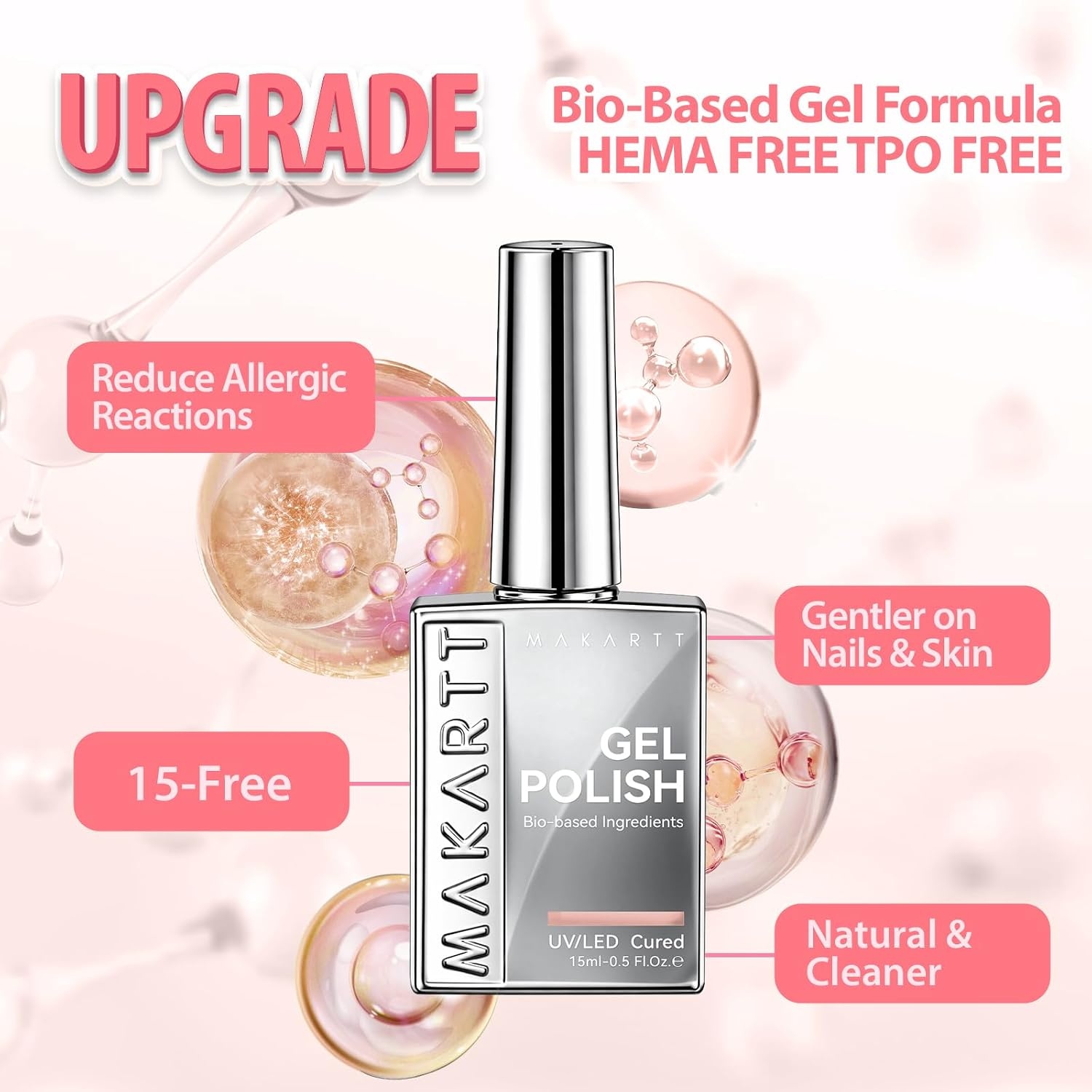 image:imageMakartt Jelly Bright Nude Gel Nail Polish 15ML HemaFree Neutral Nude Nail Polish Sheer Translucent Effect Soak Off UV LED Nail Art Manicure DIY Home Salon Gift for WomenHemafree Clay Muse