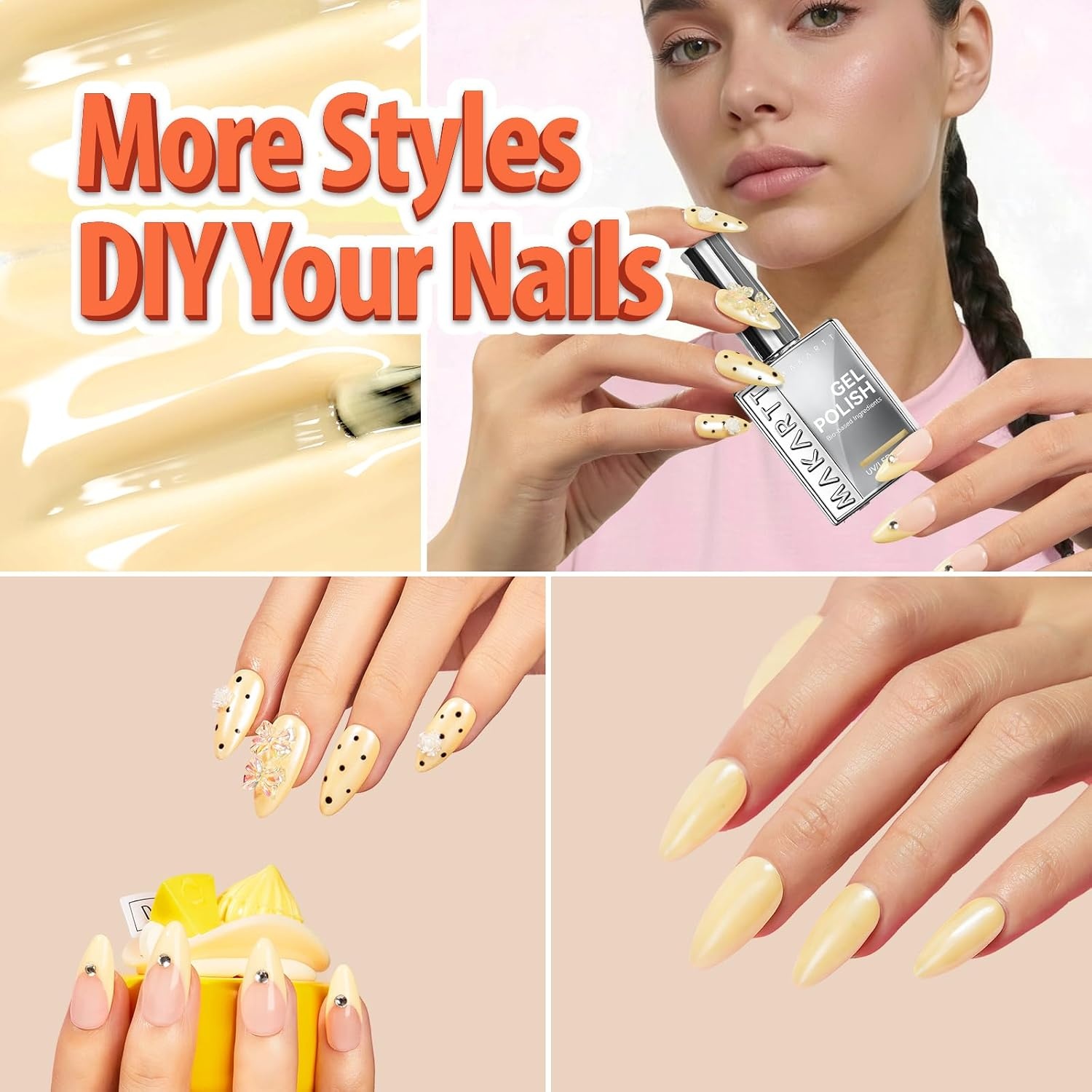 image:imageMakartt Jelly Bright Nude Gel Nail Polish 15ML HemaFree Neutral Nude Nail Polish Sheer Translucent Effect Soak Off UV LED Nail Art Manicure DIY Home Salon Gift for WomenHemafree Honey Souffl