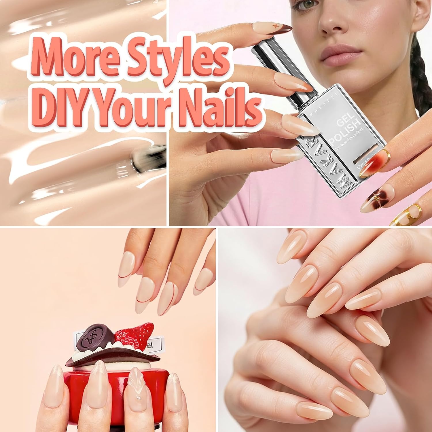 image:imageMakartt Jelly Bright Nude Gel Nail Polish 15ML HemaFree Neutral Nude Nail Polish Sheer Translucent Effect Soak Off UV LED Nail Art Manicure DIY Home Salon Gift for WomenHemafree Porcelain Calm