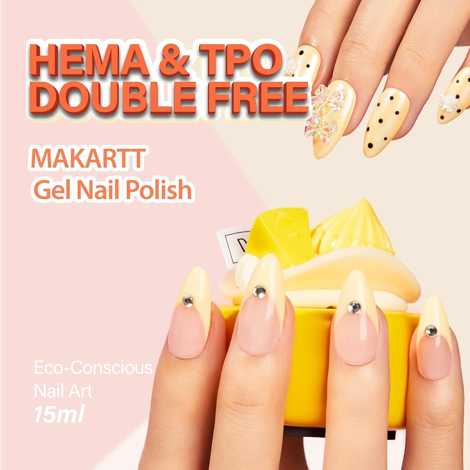 image:imageMakartt Jelly Bright Nude Gel Nail Polish 15ML HemaFree Neutral Nude Nail Polish Sheer Translucent Effect Soak Off UV LED Nail Art Manicure DIY Home Salon Gift for WomenHemafree Honey Souffl