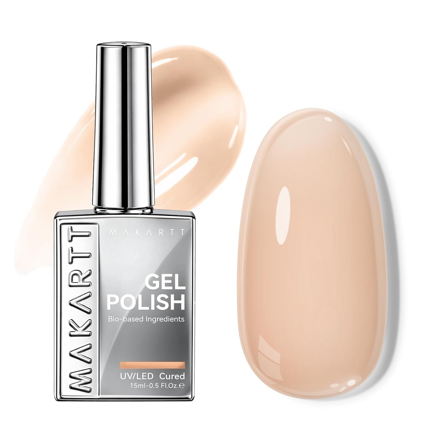 image:imageMakartt Jelly Bright Nude Gel Nail Polish 15ML HemaFree Neutral Nude Nail Polish Sheer Translucent Effect Soak Off UV LED Nail Art Manicure DIY Home Salon Gift for WomenHemafree Porcelain Calm