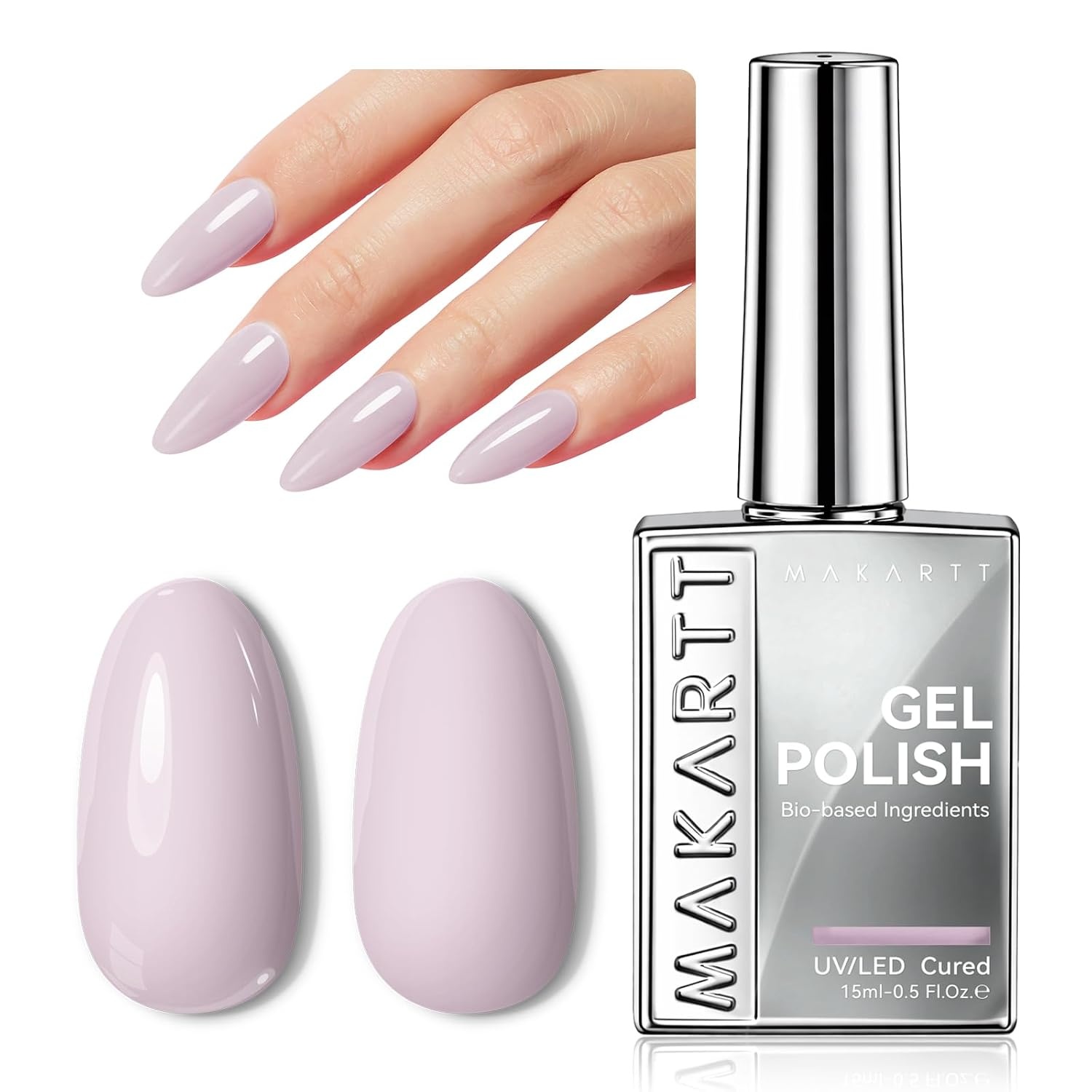 image:imageMakartt Jelly Bright Nude Gel Nail Polish 15ML HemaFree Neutral Nude Nail Polish Sheer Translucent Effect Soak Off UV LED Nail Art Manicure DIY Home Salon Gift for WomenHemafree Lilac Field