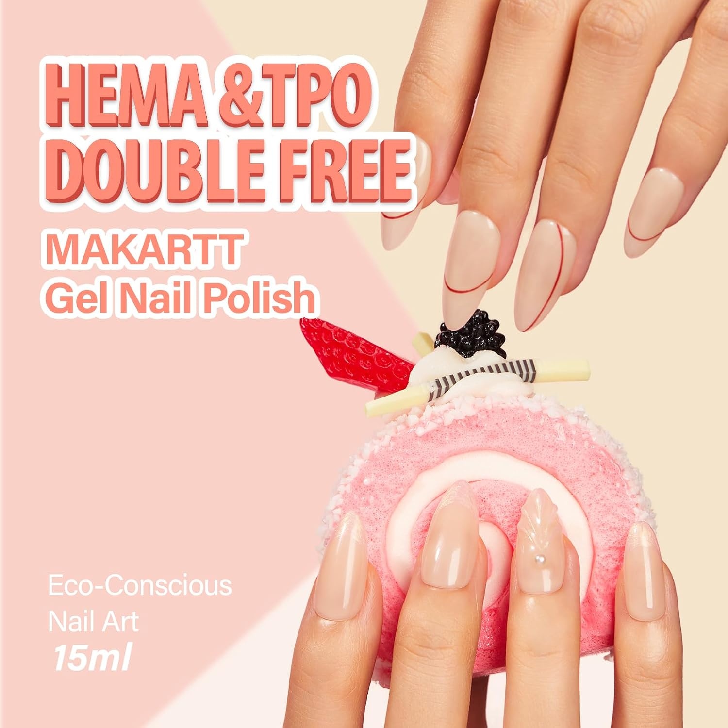 image:imageMakartt Jelly Bright Nude Gel Nail Polish 15ML HemaFree Neutral Nude Nail Polish Sheer Translucent Effect Soak Off UV LED Nail Art Manicure DIY Home Salon Gift for WomenHemafree Porcelain Calm
