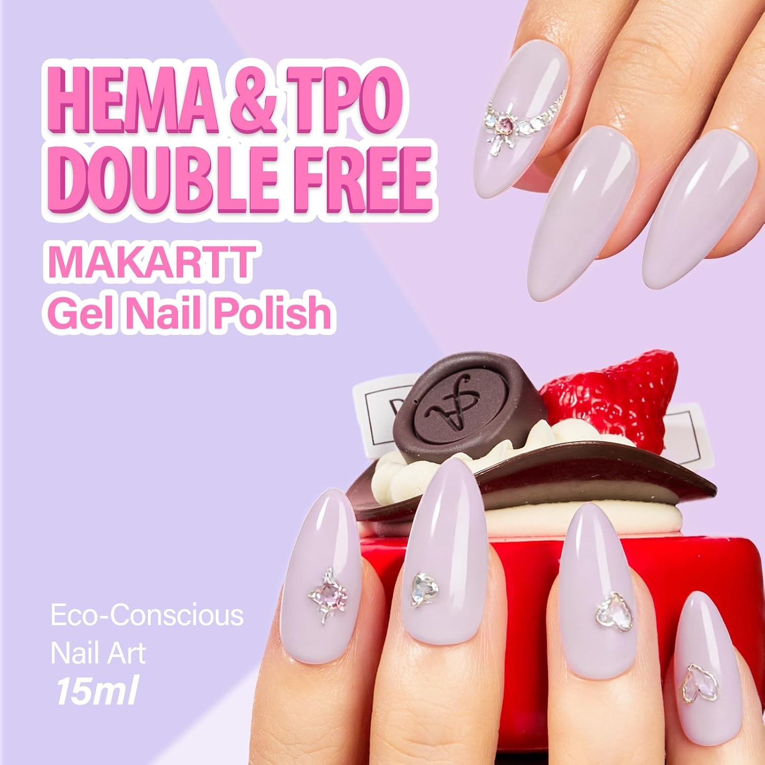 image:imageMakartt Jelly Bright Nude Gel Nail Polish 15ML HemaFree Neutral Nude Nail Polish Sheer Translucent Effect Soak Off UV LED Nail Art Manicure DIY Home Salon Gift for WomenHemafree Lilac Field