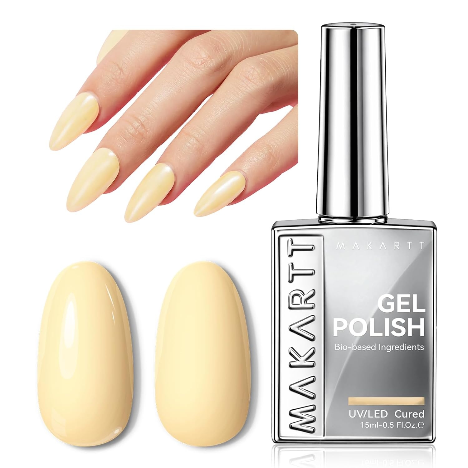 image:imageMakartt Jelly Bright Nude Gel Nail Polish 15ML HemaFree Neutral Nude Nail Polish Sheer Translucent Effect Soak Off UV LED Nail Art Manicure DIY Home Salon Gift for WomenHemafree Honey Souffl