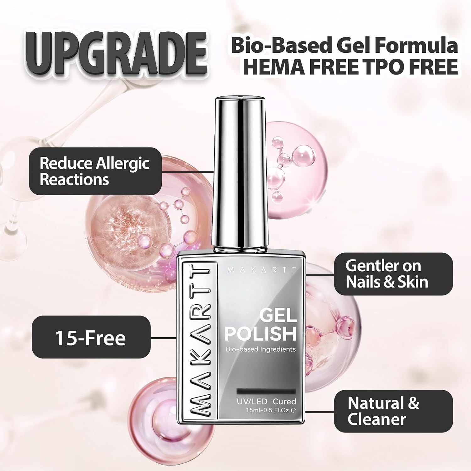 image:imageMakartt Jelly Bright Nude Gel Nail Polish 15ML HemaFree Neutral Nude Nail Polish Sheer Translucent Effect Soak Off UV LED Nail Art Manicure DIY Home Salon Gift for WomenHemafree Shadow Fern
