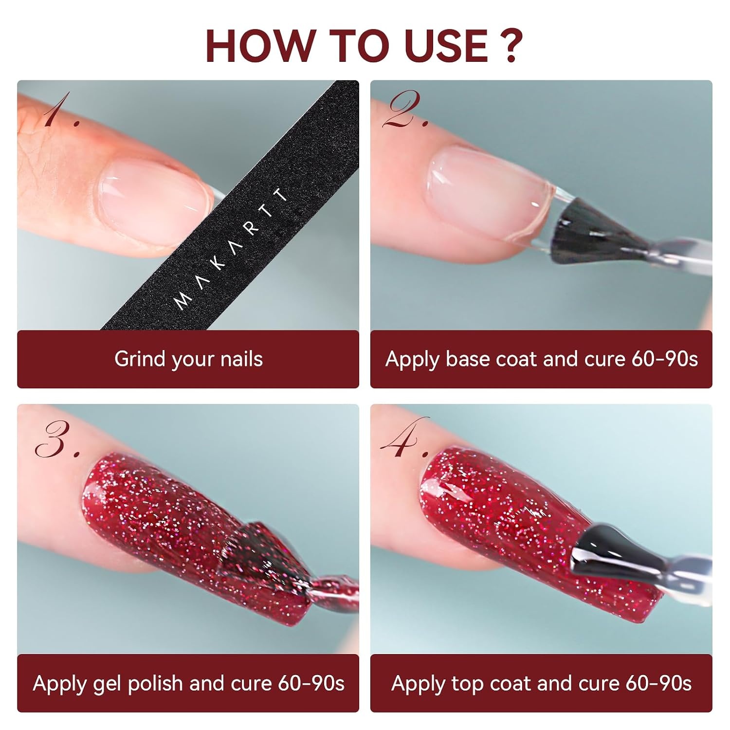 image:imageMakartt Metallic Gold Gel Liner Nail Polish 3D Mirror Chrome Effect with Built in Thin Brush Soak Off UVLED Gel for DIY Manicure Home and Salon Nail Art Designs 8mlRed