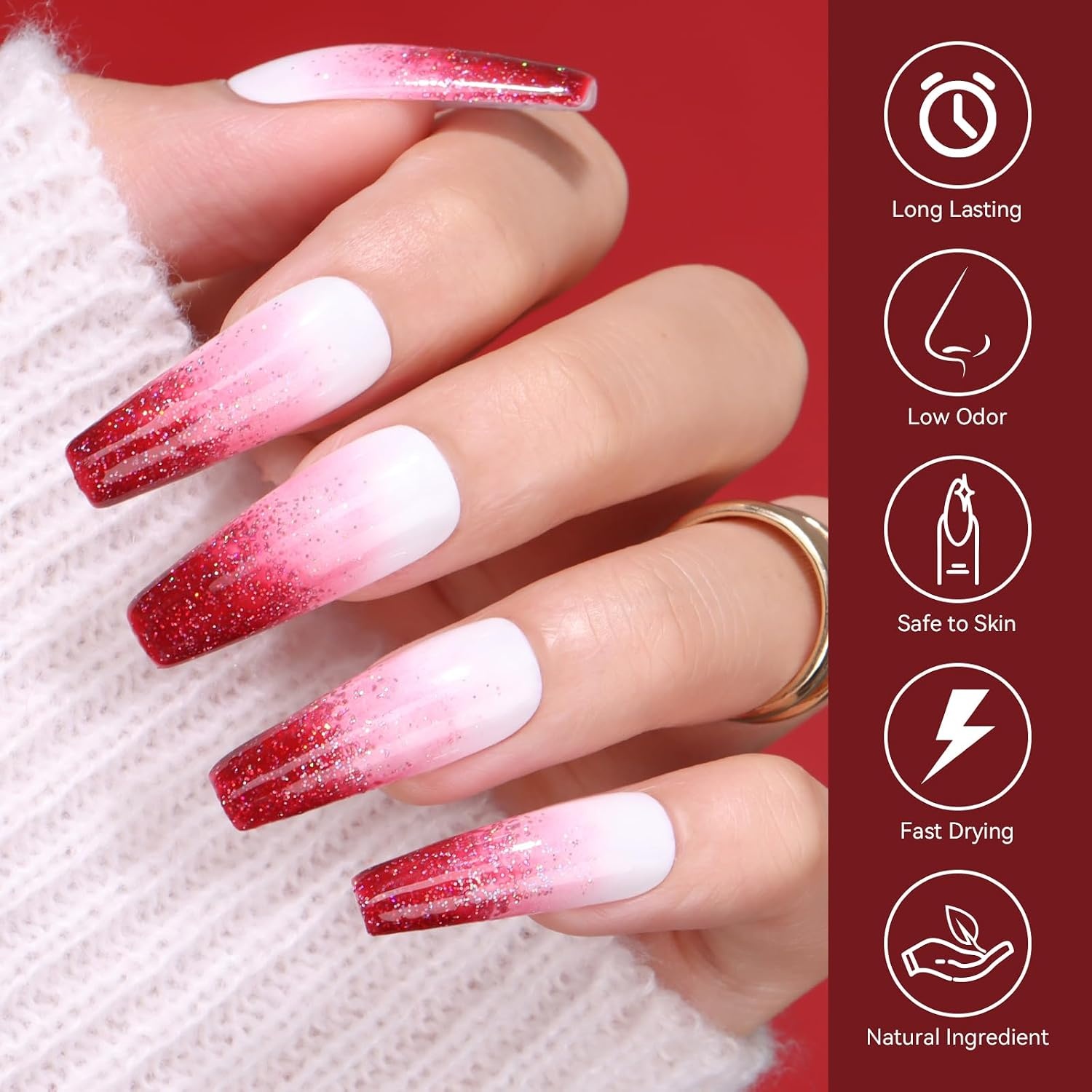 image:imageMakartt Metallic Gold Gel Liner Nail Polish 3D Mirror Chrome Effect with Built in Thin Brush Soak Off UVLED Gel for DIY Manicure Home and Salon Nail Art Designs 8mlRed