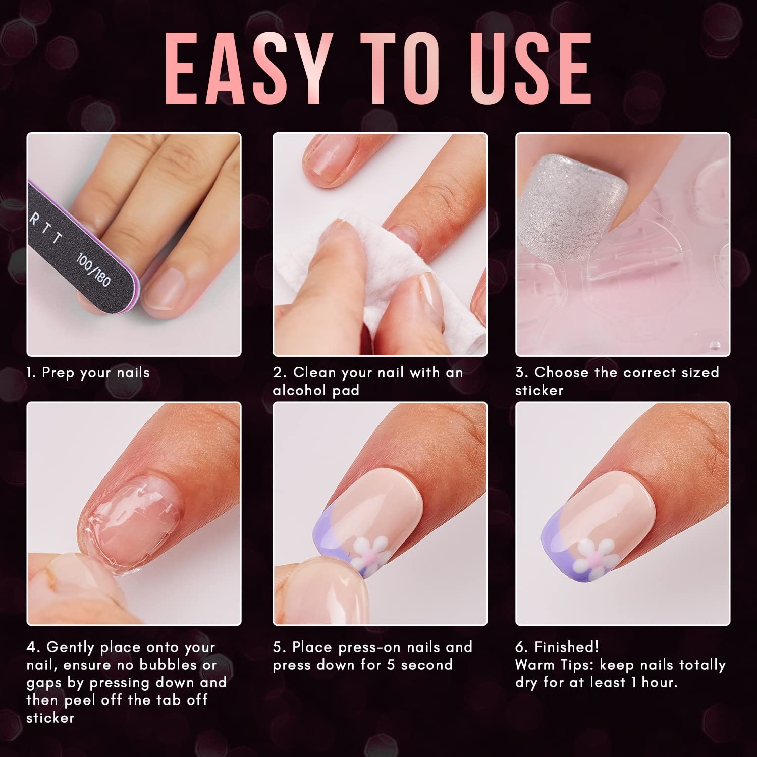 image:imageMakartt Nail Adhesive Tab Press on Nails Glue Sticker Double Side 240 PCS 10 Sheets Waterproof Breathable Super Sticky Tabs for False Tape Fake Tips DIY Home Salon Use
