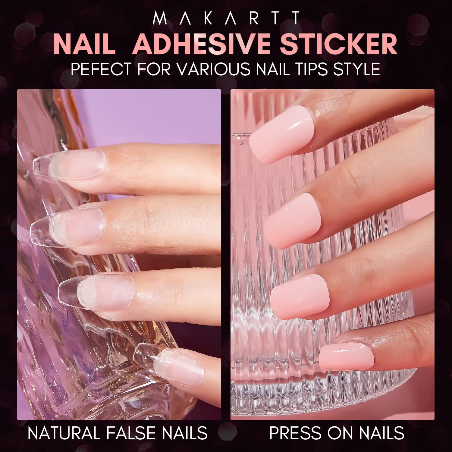 image:imageMakartt Nail Adhesive Tab Press on Nails Glue Sticker Double Side 240 PCS 10 Sheets Waterproof Breathable Super Sticky Tabs for False Tape Fake Tips DIY Home Salon Use