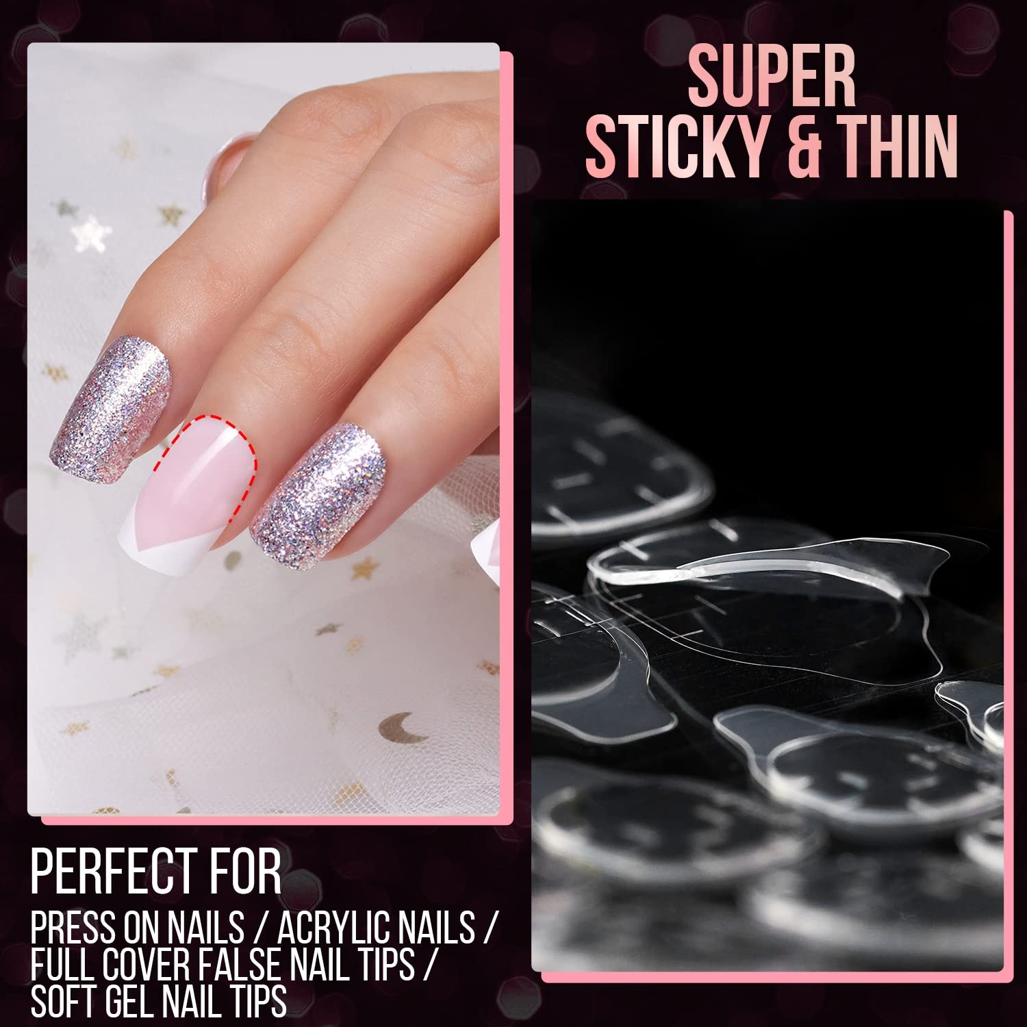 image:imageMakartt Nail Adhesive Tab Press on Nails Glue Sticker Double Side 240 PCS 10 Sheets Waterproof Breathable Super Sticky Tabs for False Tape Fake Tips DIY Home Salon Use