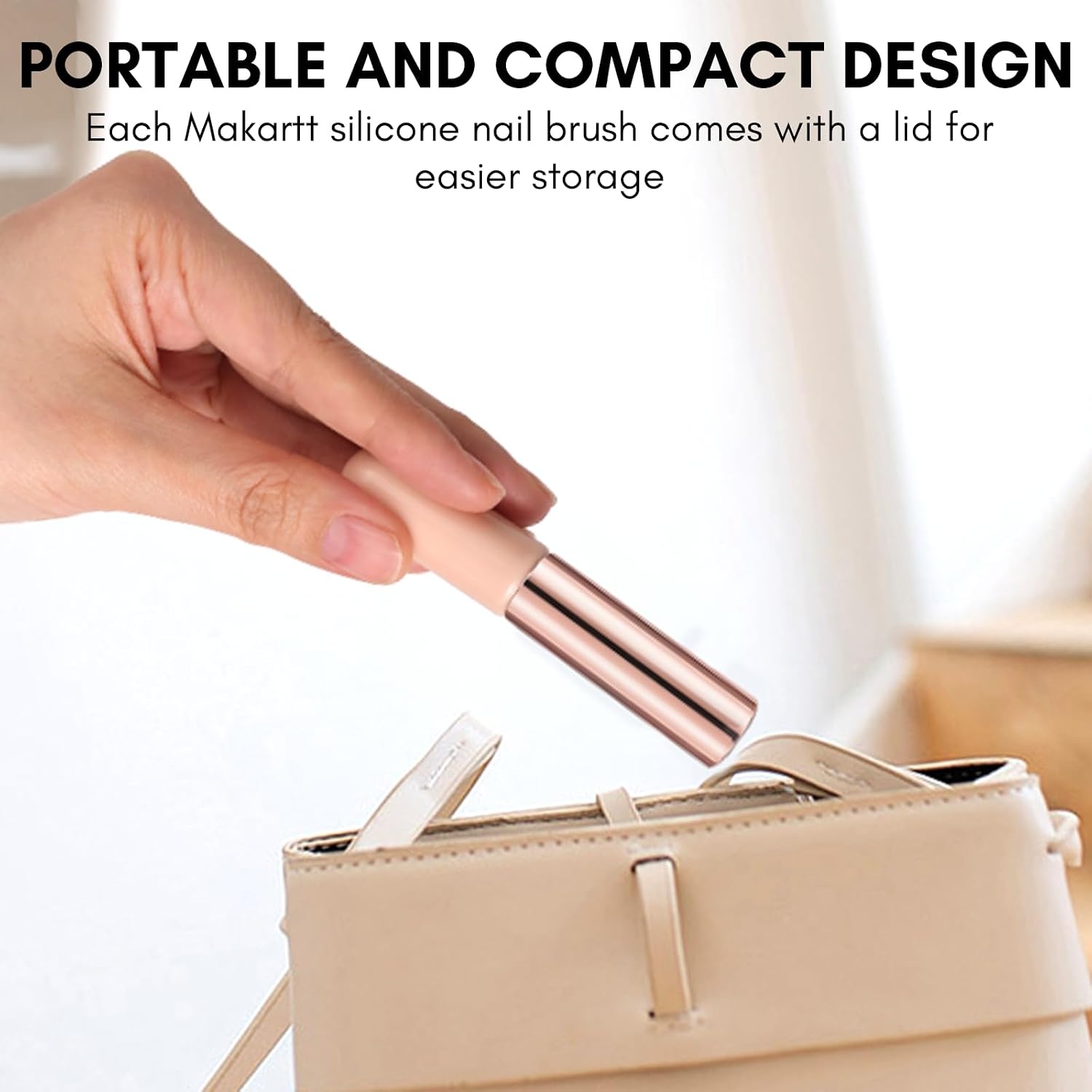 image:imageMakartt Nail Brush 2pcs Reusable Chrome Powder Applicator Pink Art Pen Silicone Brushes For Pat Ombre Gel and French Nails Lipstick Concealer Eyeshadow