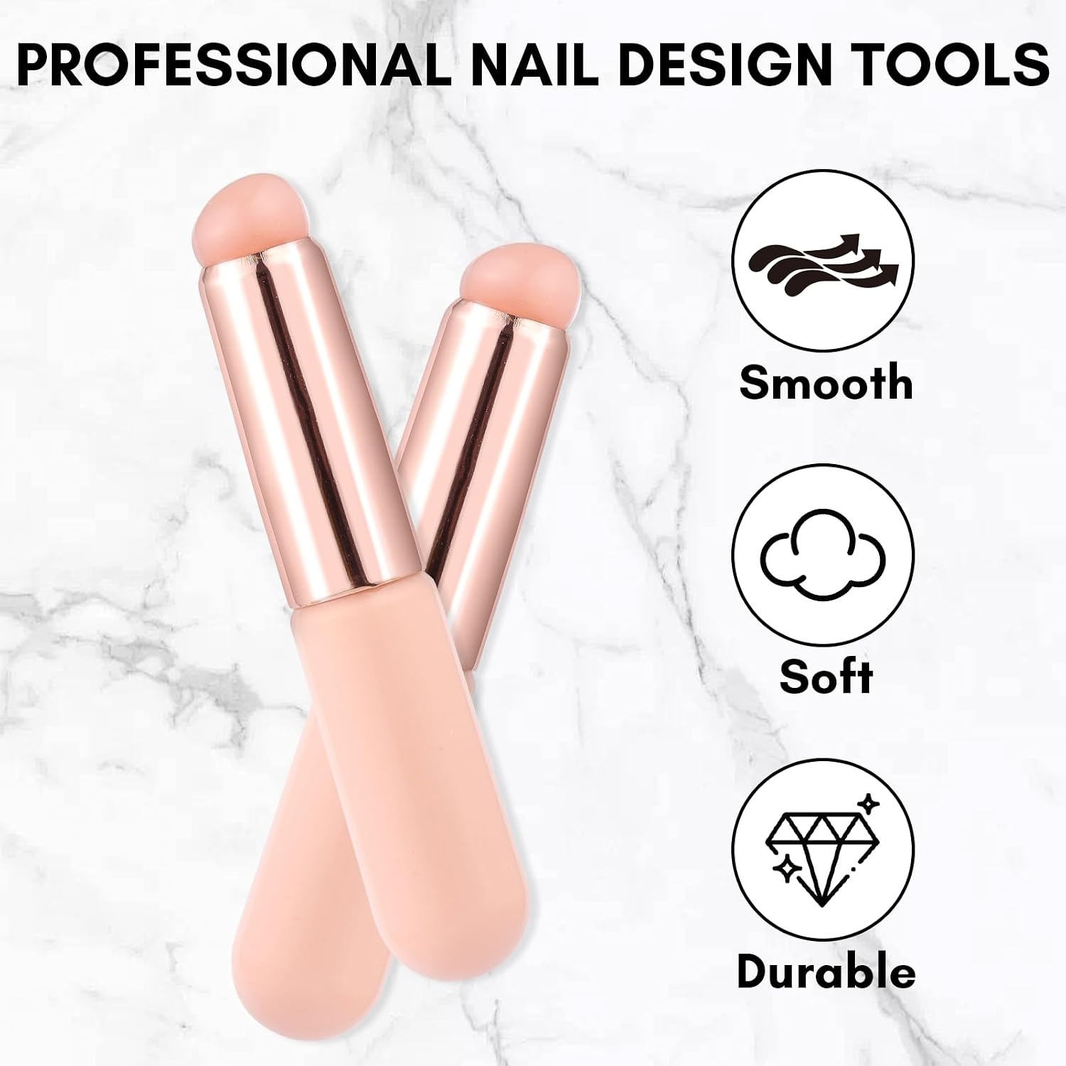 image:imageMakartt Nail Brush 2pcs Reusable Chrome Powder Applicator Pink Art Pen Silicone Brushes For Pat Ombre Gel and French Nails Lipstick Concealer Eyeshadow