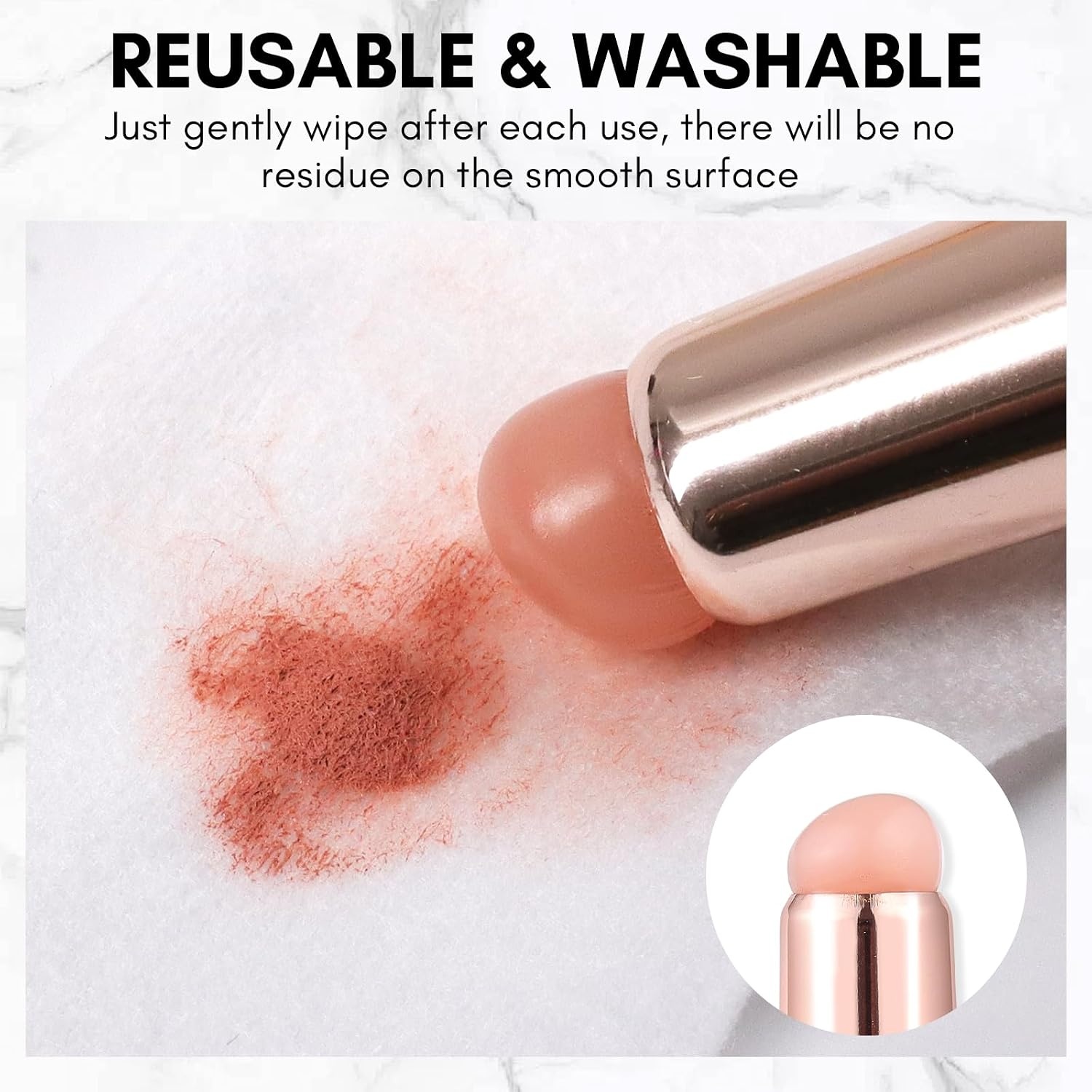 image:imageMakartt Nail Brush 2pcs Reusable Chrome Powder Applicator Pink Art Pen Silicone Brushes For Pat Ombre Gel and French Nails Lipstick Concealer Eyeshadow
