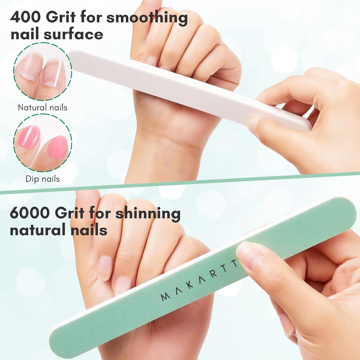 image:imageMakartt Nail Buffer 4006000 Grit Extra Fine Buffer Nail File Nail Buffer and Shine Kit for Natural amp Acrylic Fingernail Easy to Hold Green White 10 Pcs4006000 Grit 10 pcs