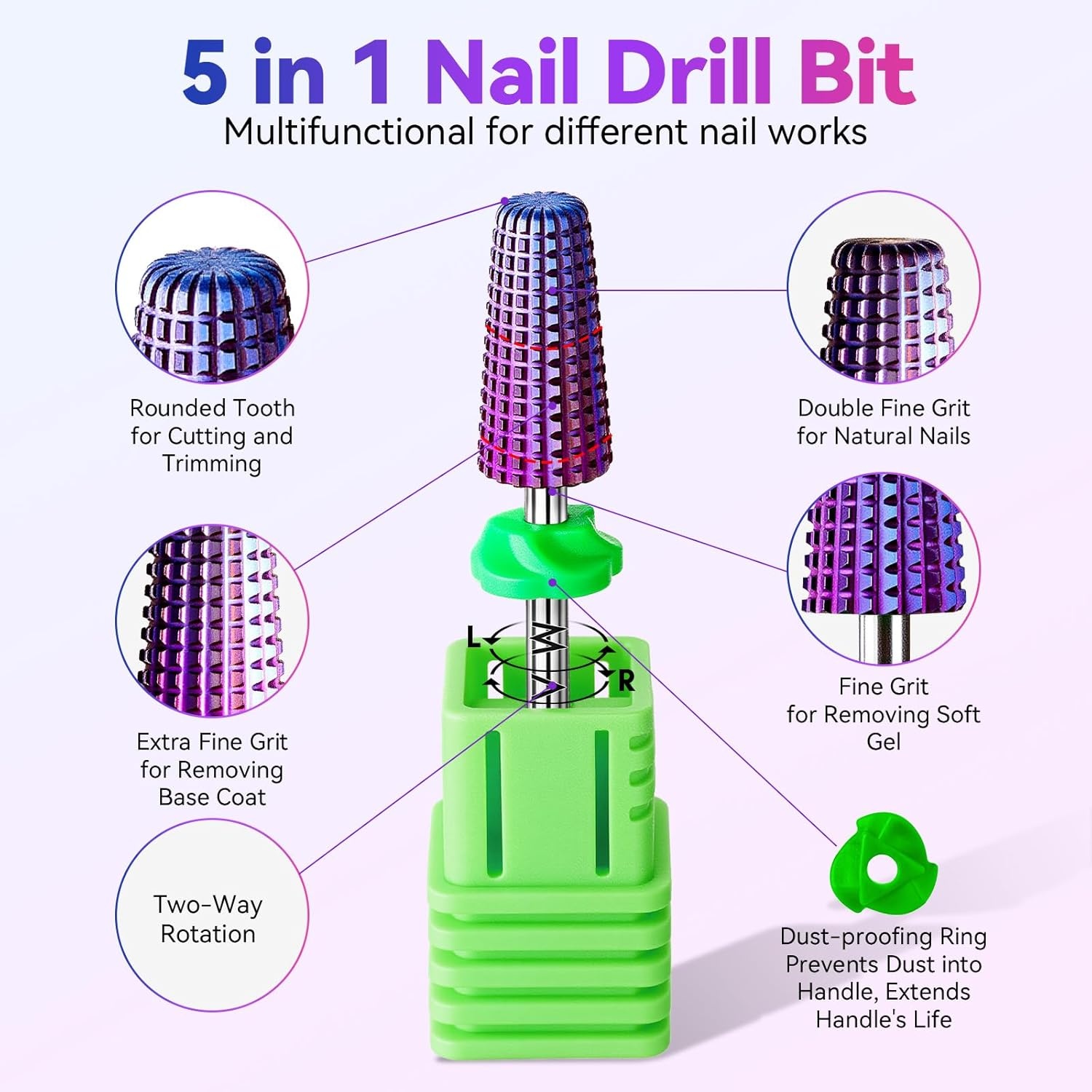 image:imageMakartt Nail Drill Bits10Pcs Dimond Sanding Bit Sets for Nail Drill EFileUpgraded Cuticle Cleaner Nail Bit Kit Tool Bits for Acrylic Nail Art Tools Nails Manicure Nail PrepNail Salon Home DIY Use5 in 1 Nail Drill Bit Purple