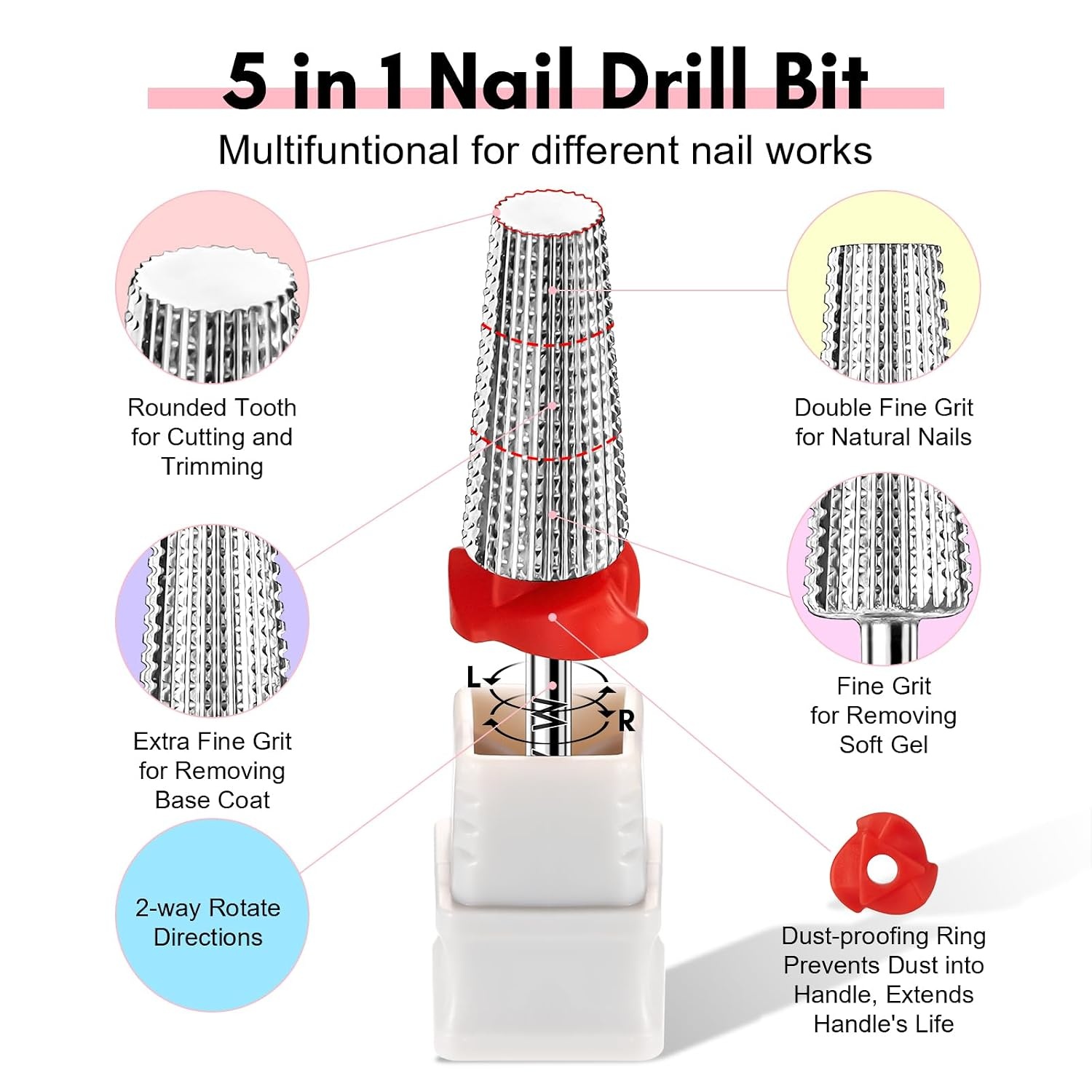 image:imageMakartt Nail Drill Bits10Pcs Dimond Sanding Bit Sets for Nail Drill EFileUpgraded Cuticle Cleaner Nail Bit Kit Tool Bits for Acrylic Nail Art Tools Nails Manicure Nail PrepNail Salon Home DIY Use1 Piece 5 in 1 Nail Bit For Fast Removing Gel