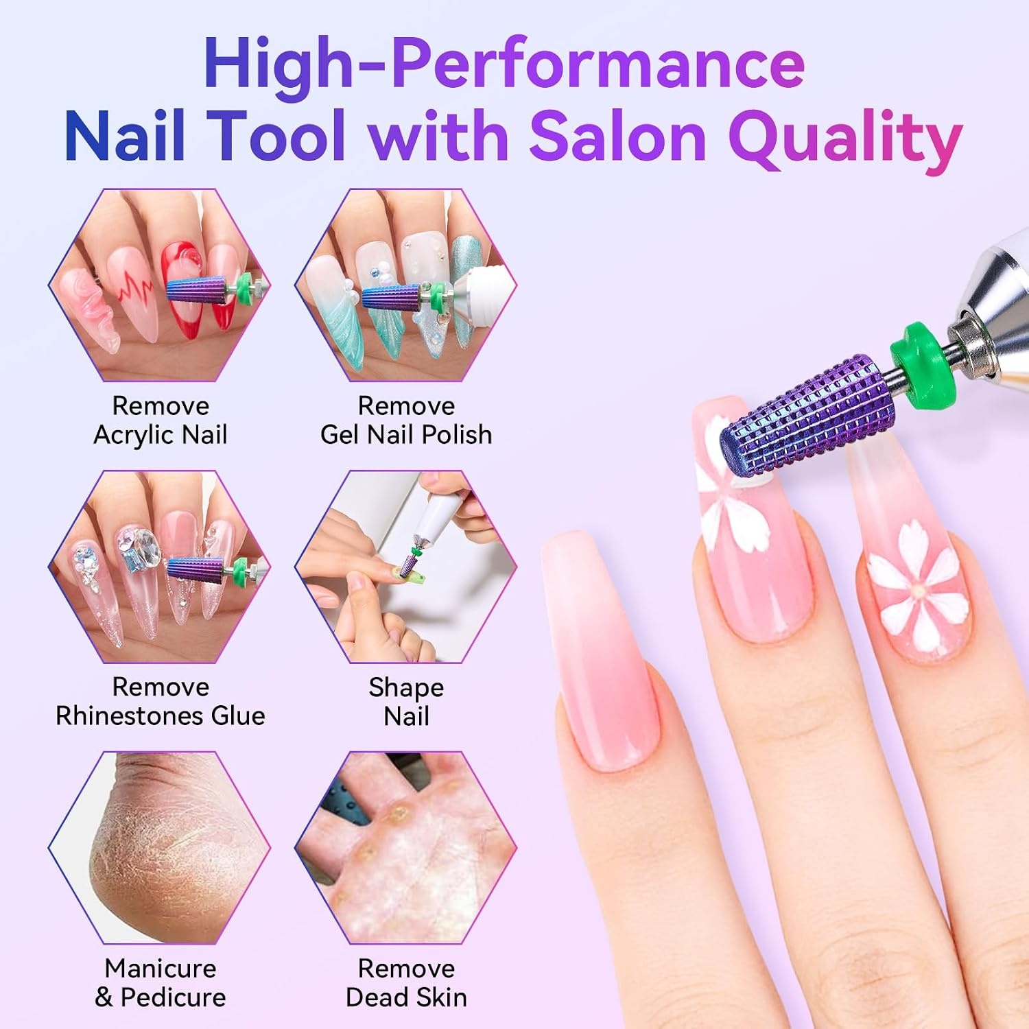 image:imageMakartt Nail Drill Bits10Pcs Dimond Sanding Bit Sets for Nail Drill EFileUpgraded Cuticle Cleaner Nail Bit Kit Tool Bits for Acrylic Nail Art Tools Nails Manicure Nail PrepNail Salon Home DIY Use5 in 1 Nail Drill Bit Purple