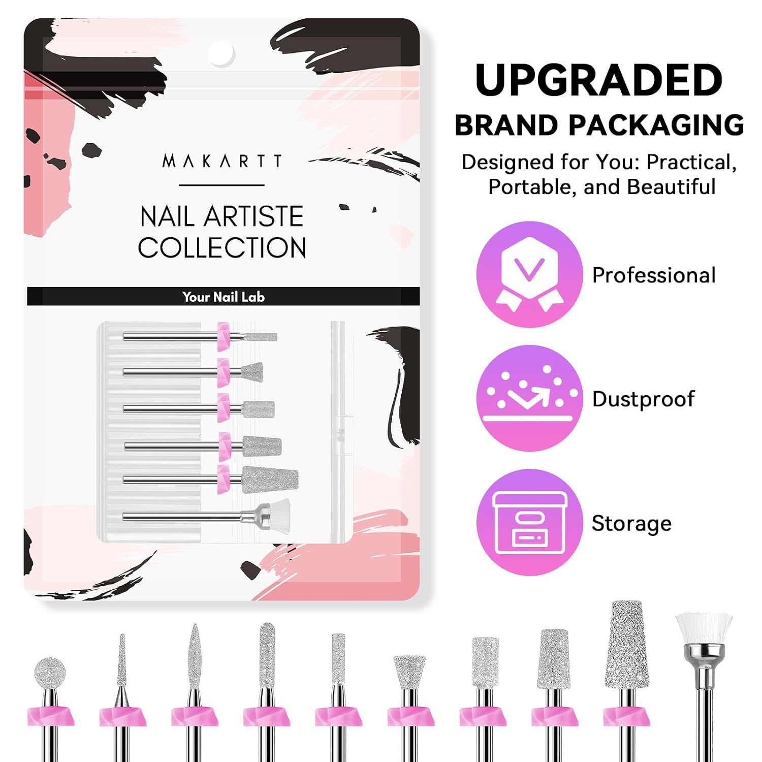 image:imageMakartt Nail Drill Bits10Pcs Dimond Sanding Bit Sets for Nail Drill EFileUpgraded Cuticle Cleaner Nail Bit Kit Tool Bits for Acrylic Nail Art Tools Nails Manicure Nail PrepNail Salon Home DIY Use10 Piece Set For Cuticle Cleaner