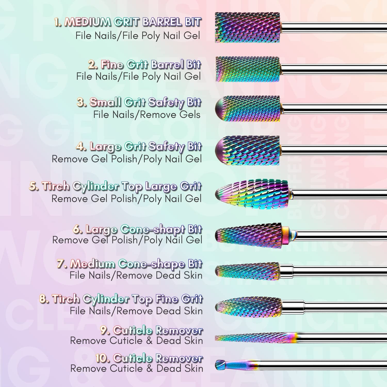 image:imageMakartt Nail Drill Bits10Pcs Dimond Sanding Bit Sets for Nail Drill EFileUpgraded Cuticle Cleaner Nail Bit Kit Tool Bits for Acrylic Nail Art Tools Nails Manicure Nail PrepNail Salon Home DIY Use10 Piece Set For Removing Gel