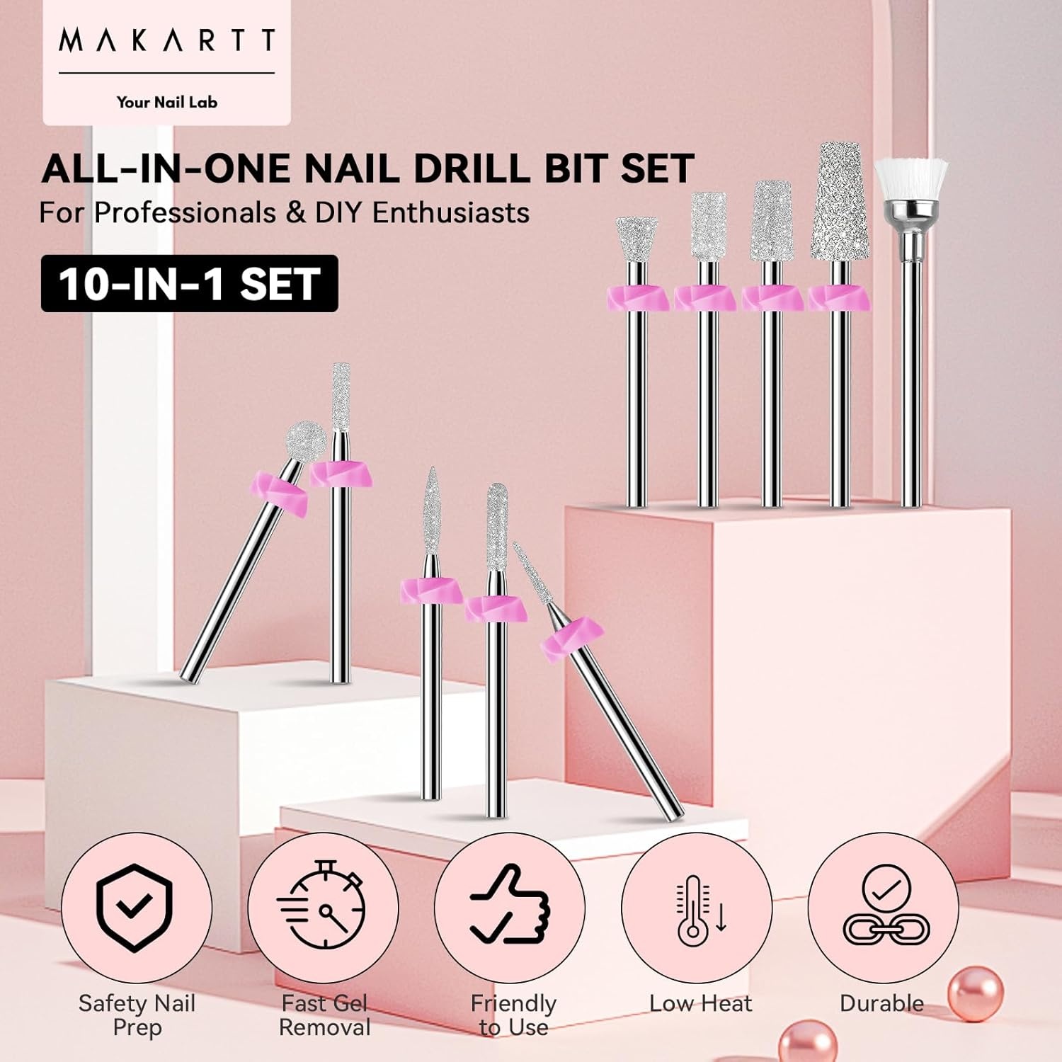 image:imageMakartt Nail Drill Bits10Pcs Dimond Sanding Bit Sets for Nail Drill EFileUpgraded Cuticle Cleaner Nail Bit Kit Tool Bits for Acrylic Nail Art Tools Nails Manicure Nail PrepNail Salon Home DIY Use10 Piece Set For Cuticle Cleaner