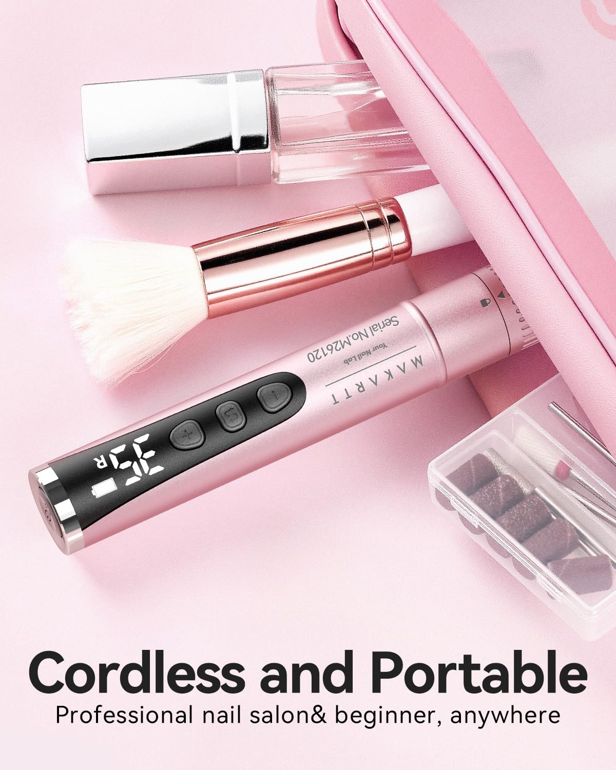 image:imageMakartt Nail Drill Electric Nail File JD700 Nail Drills for Acrylic Nails Professional 30000RPM Manicure Tools Nail Stuff Acrylic Nail Drill for Nail Dip Kit Acrylic Powder Poly Nail Gel B01Typus Pink
