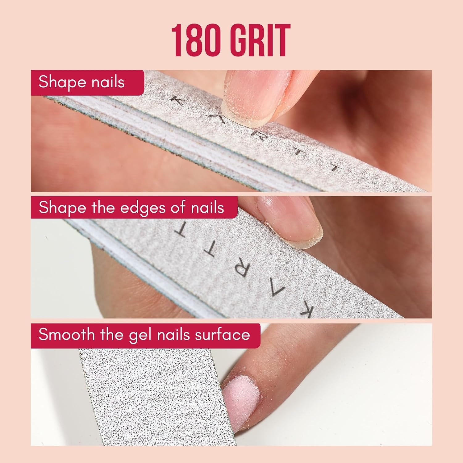 image:imageMakartt Nail File 8080 Grit Emery Boards for Nails 10pcs Professional Washable Doubled Sides Coarse Toenail Filer Heavy Duty for Acrylic and Extension Gel Removal Pedicure Manicure Tools20pcs100180Grit