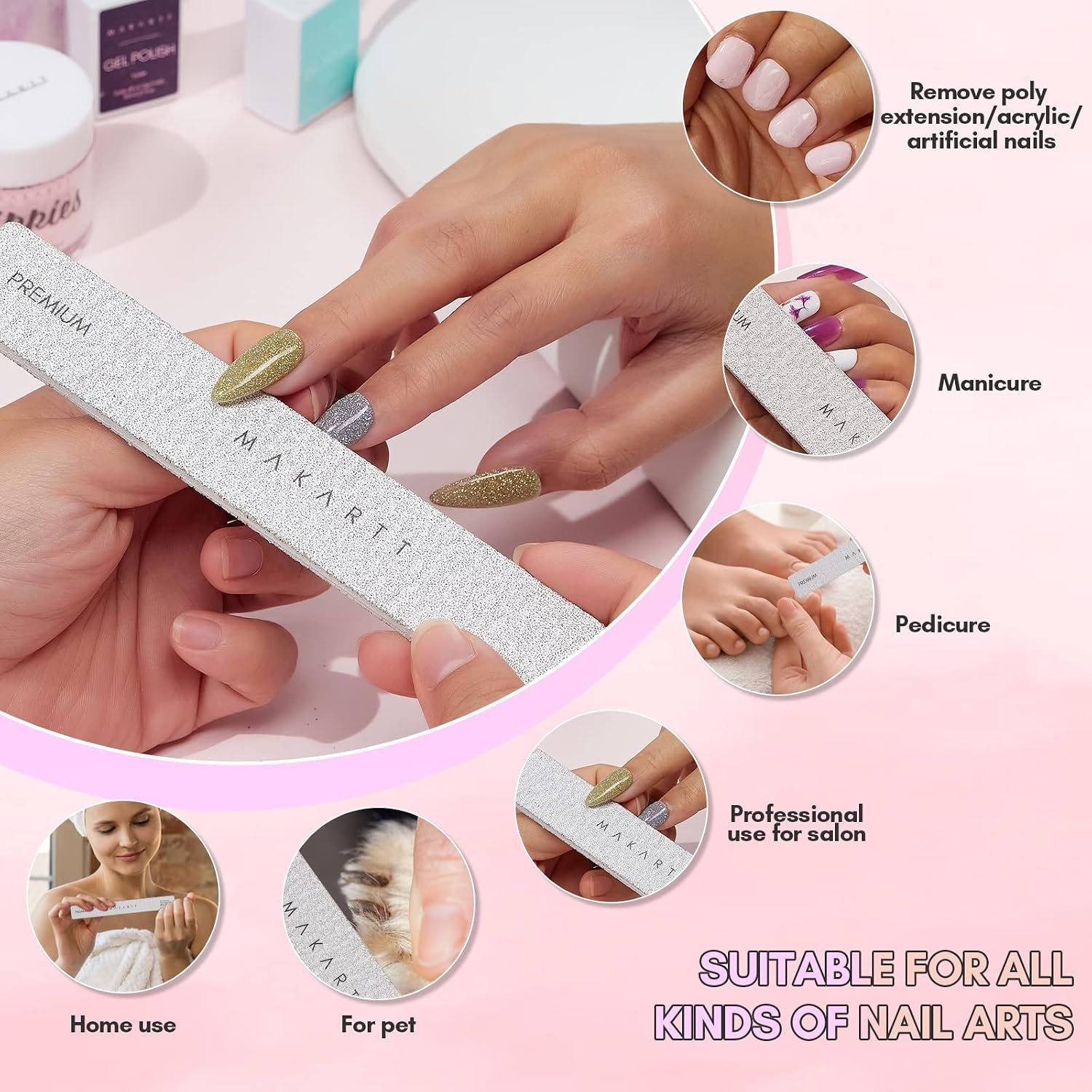 image:imageMakartt Nail File 8080 Grit Emery Boards for Nails 10pcs Professional Washable Doubled Sides Coarse Toenail Filer Heavy Duty for Acrylic and Extension Gel Removal Pedicure Manicure Tools8080 Grit