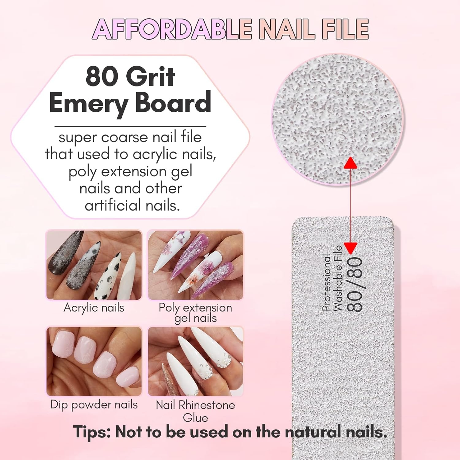 image:imageMakartt Nail File 8080 Grit Emery Boards for Nails 10pcs Professional Washable Doubled Sides Coarse Toenail Filer Heavy Duty for Acrylic and Extension Gel Removal Pedicure Manicure Tools8080 Grit