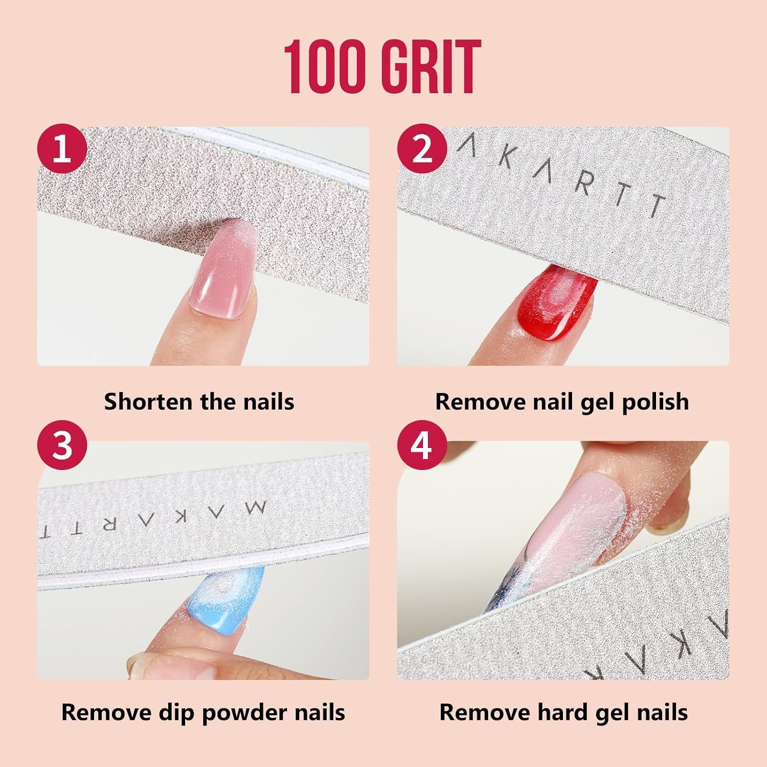 image:imageMakartt Nail File 8080 Grit Emery Boards for Nails 10pcs Professional Washable Doubled Sides Coarse Toenail Filer Heavy Duty for Acrylic and Extension Gel Removal Pedicure Manicure Tools20pcs100180Grit