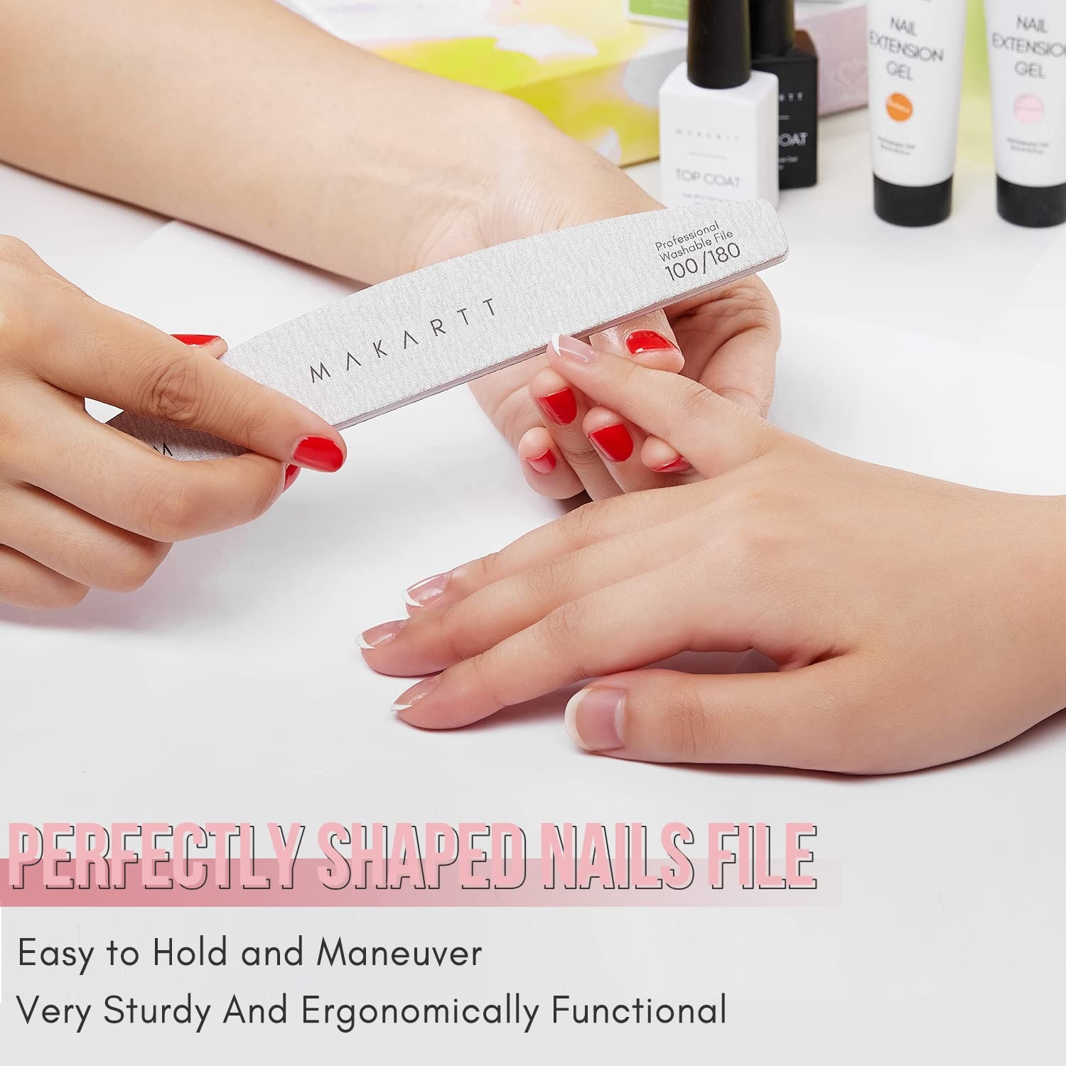 image:imageMakartt Nail File 8080 Grit Emery Boards for Nails 10pcs Professional Washable Doubled Sides Coarse Toenail Filer Heavy Duty for Acrylic and Extension Gel Removal Pedicure Manicure Tools100180 Grit