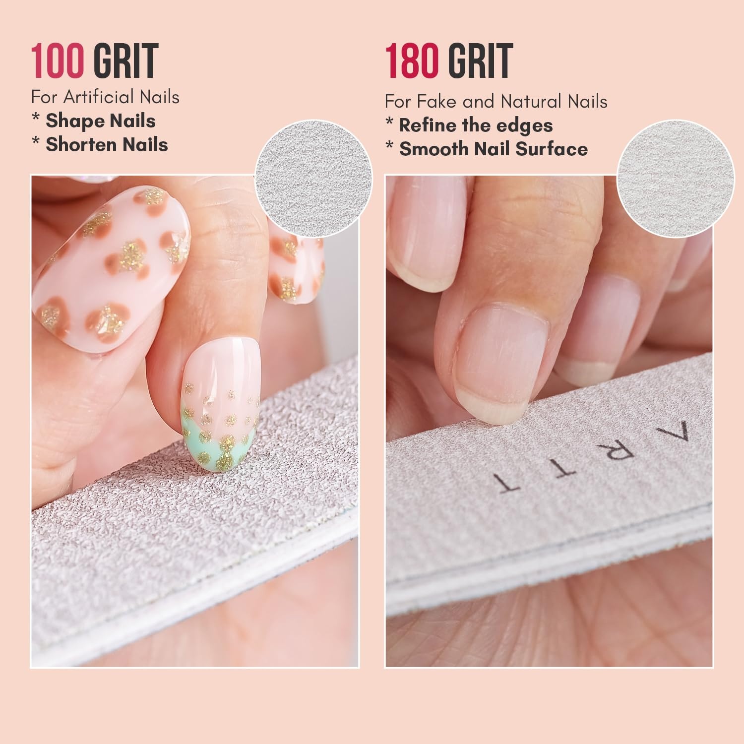 image:imageMakartt Nail File 8080 Grit Emery Boards for Nails 10pcs Professional Washable Doubled Sides Coarse Toenail Filer Heavy Duty for Acrylic and Extension Gel Removal Pedicure Manicure Tools2PCS100180 Grit