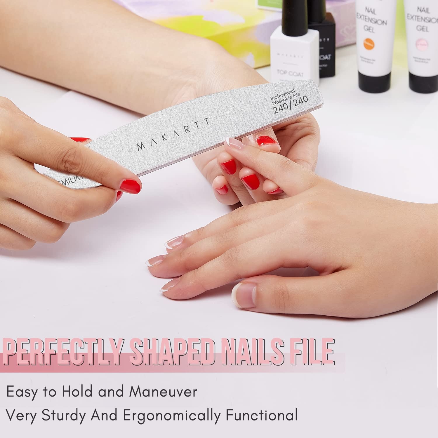 image:imageMakartt Nail File 8080 Grit Emery Boards for Nails 10pcs Professional Washable Doubled Sides Coarse Toenail Filer Heavy Duty for Acrylic and Extension Gel Removal Pedicure Manicure Tools240240 Grit