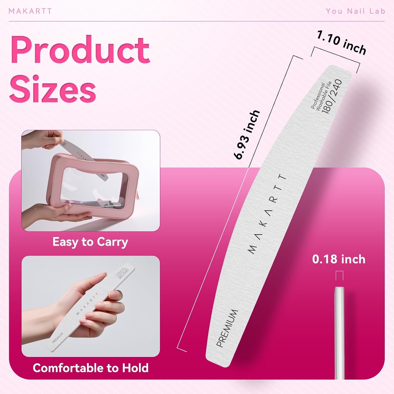 image:imageMakartt Nail File 8080 Grit Emery Boards for Nails 10pcs Professional Washable Doubled Sides Coarse Toenail Filer Heavy Duty for Acrylic and Extension Gel Removal Pedicure Manicure Tools20pcsNail File 180240 Grit